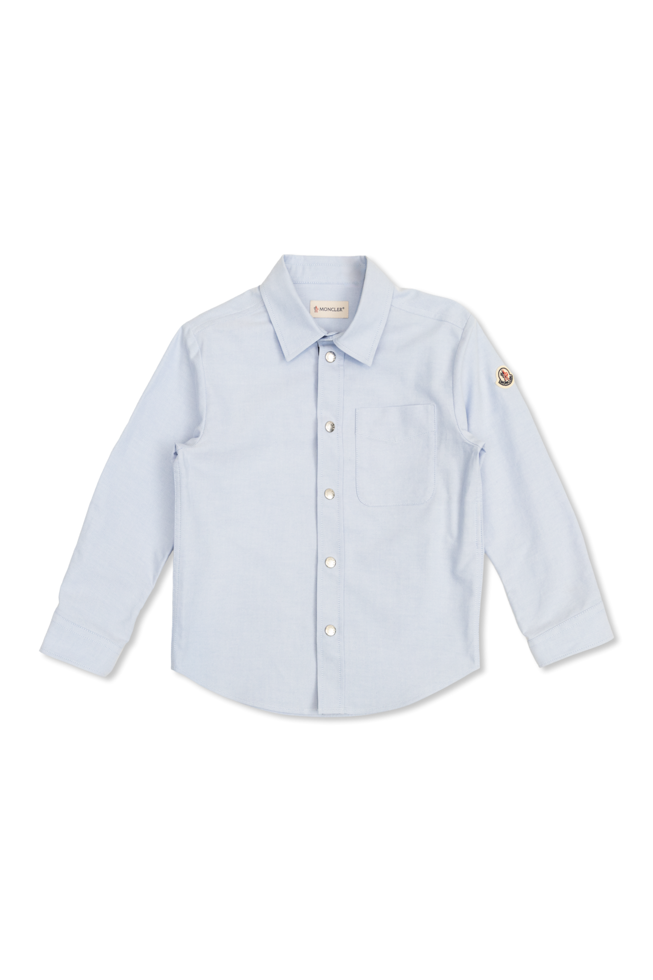 Moncler Enfant Bawełniana Koszula Z Kieszenią, Unisex, Jasnoniebieski