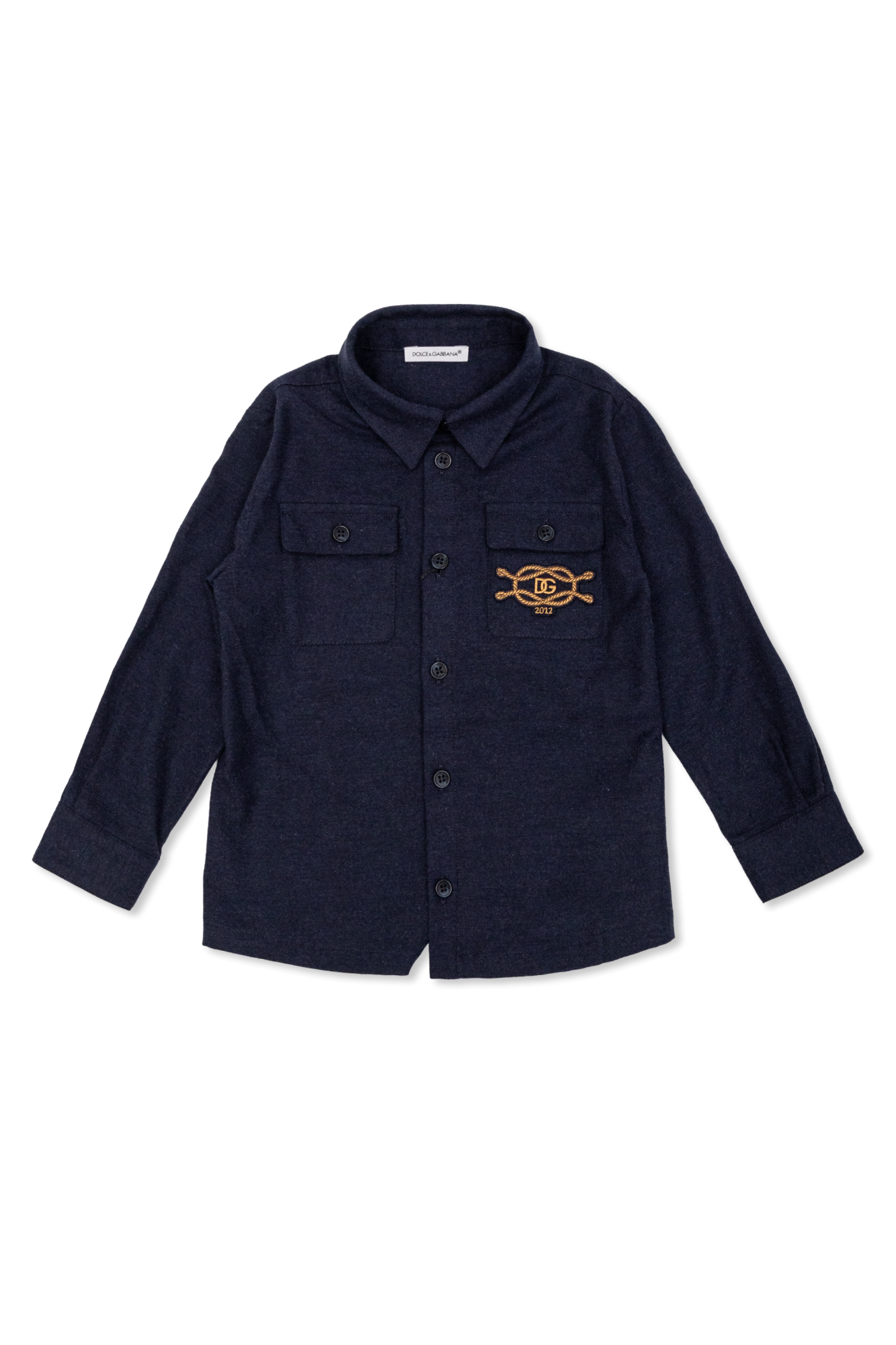 Dolce & Gabbana Kids Koszula Z Wyszytym Logo, Unisex, Granatowy