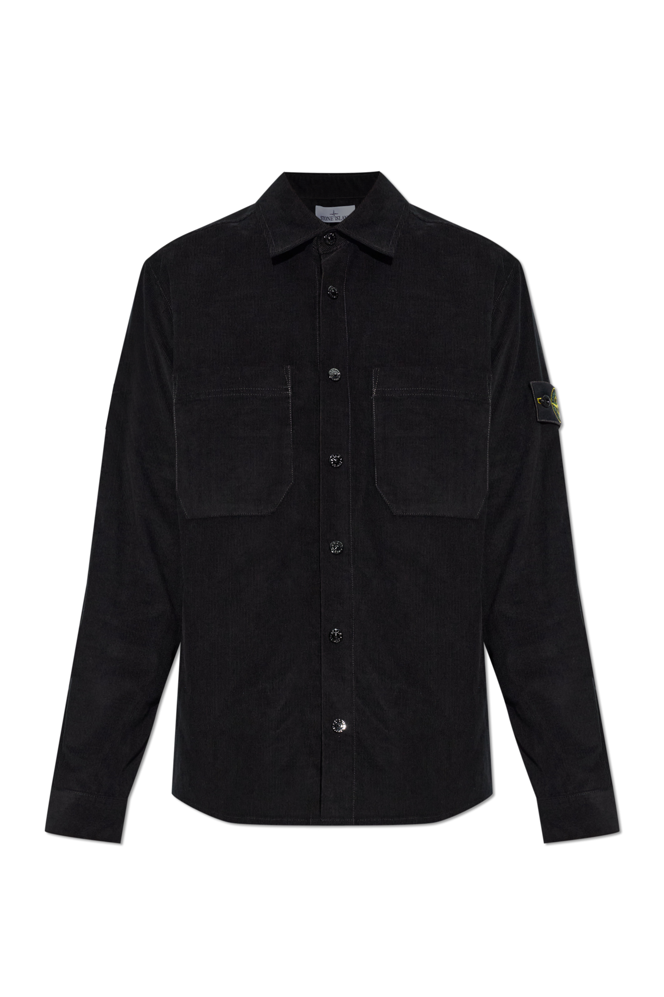 Stone Island Sztruksowa Koszula, Mężczyźni, Czarny