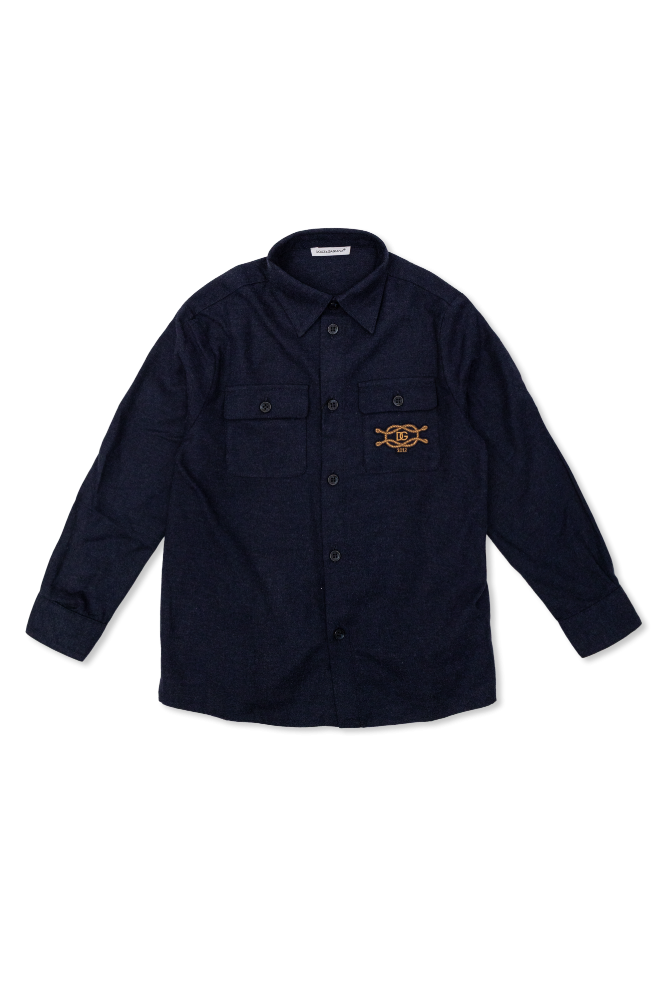 Dolce & Gabbana Kids Koszula Z Wyszytym Logo, Unisex, Granatowy