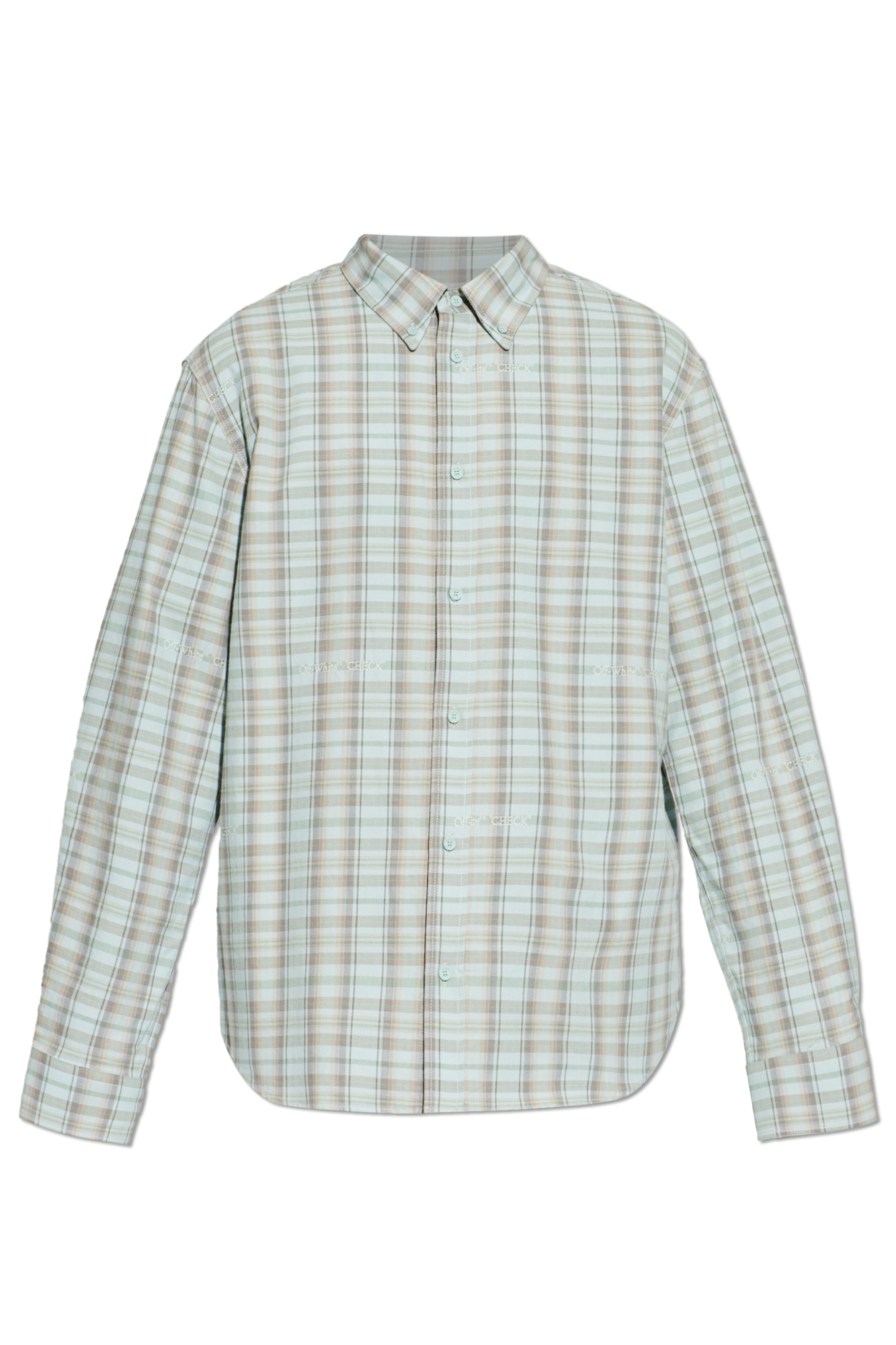 Off-White Koszula Ze Wzorem W Kratę, Mężczyźni, Jasnoniebieski