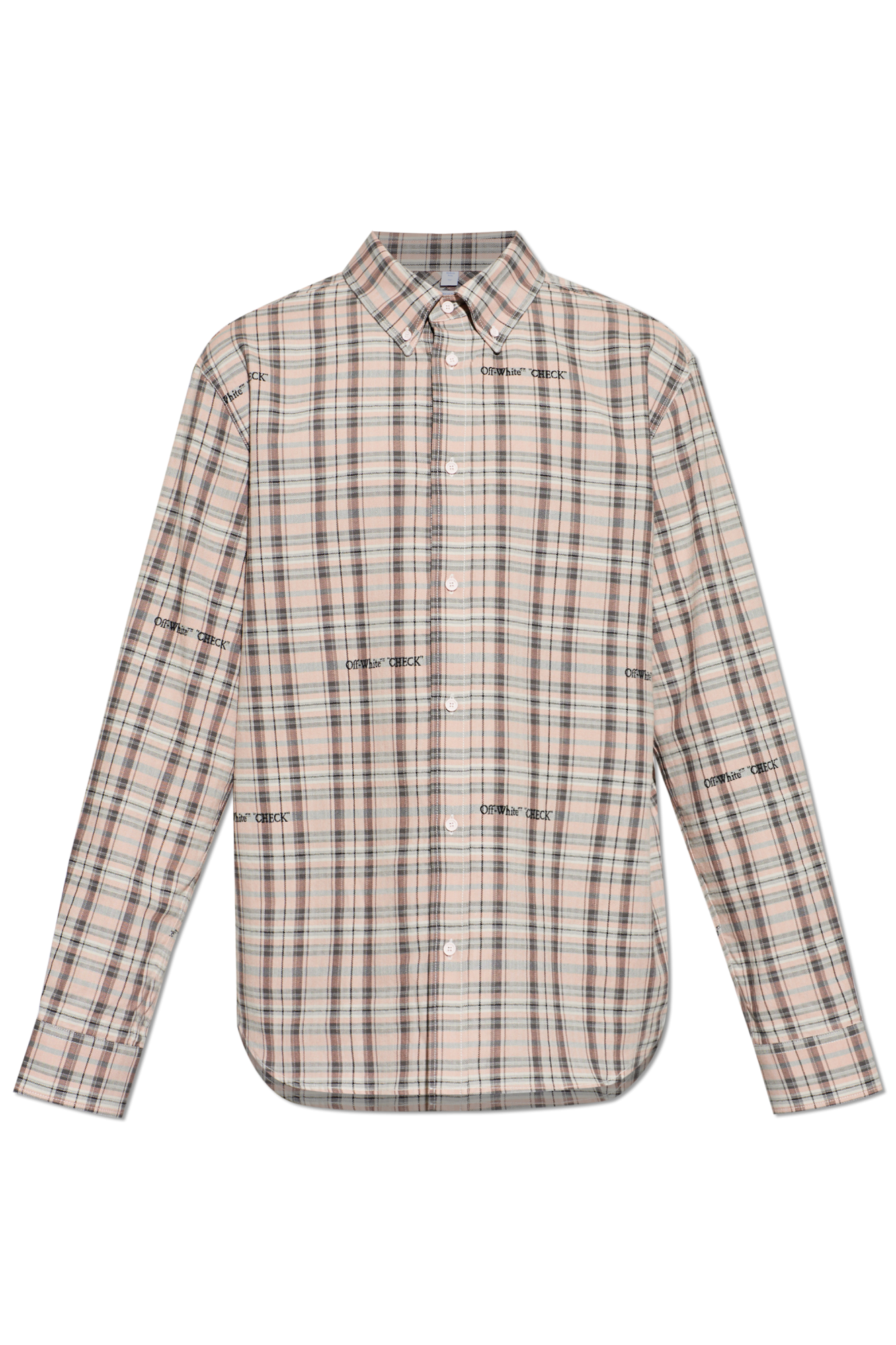 Off-White Koszula Ze Wzorem W Kratę, Mężczyźni, Różowy