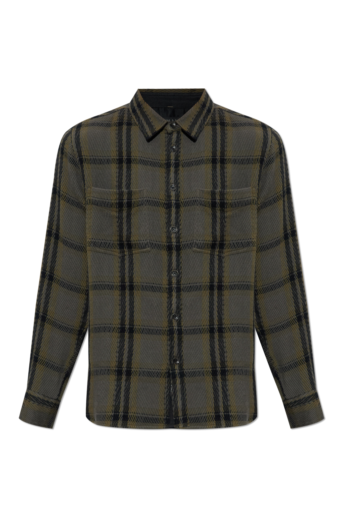 Rag & Bone Prążkowana Koszula Ze Wzorem W Kratę, Mężczyźni, Zielony