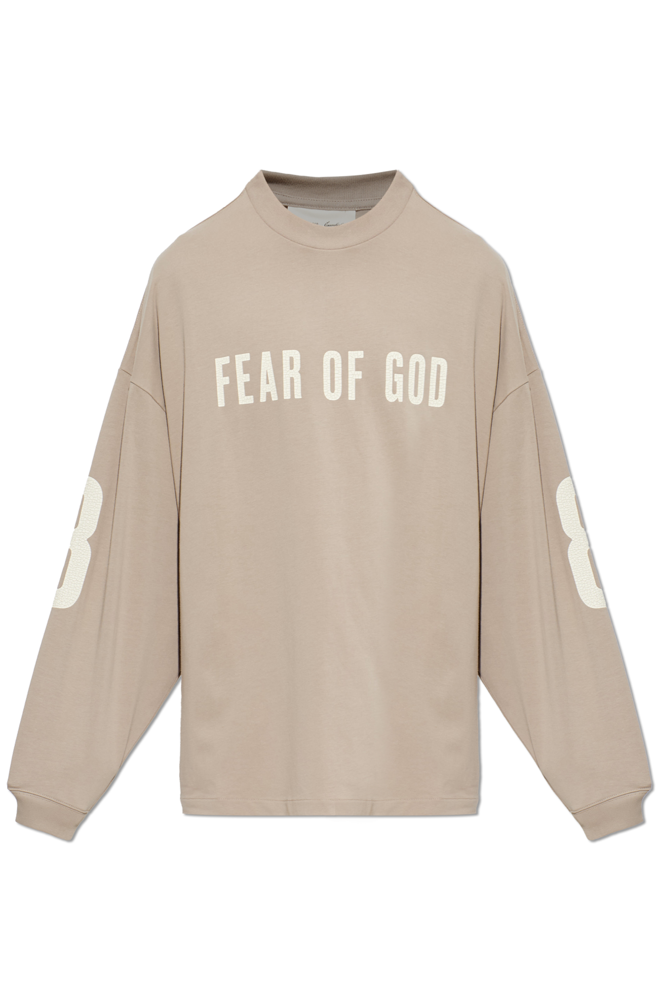 Fear Of God Essentials Bawełniany T-shirt Z Nadrukiem, Mężczyźni, Beżowy