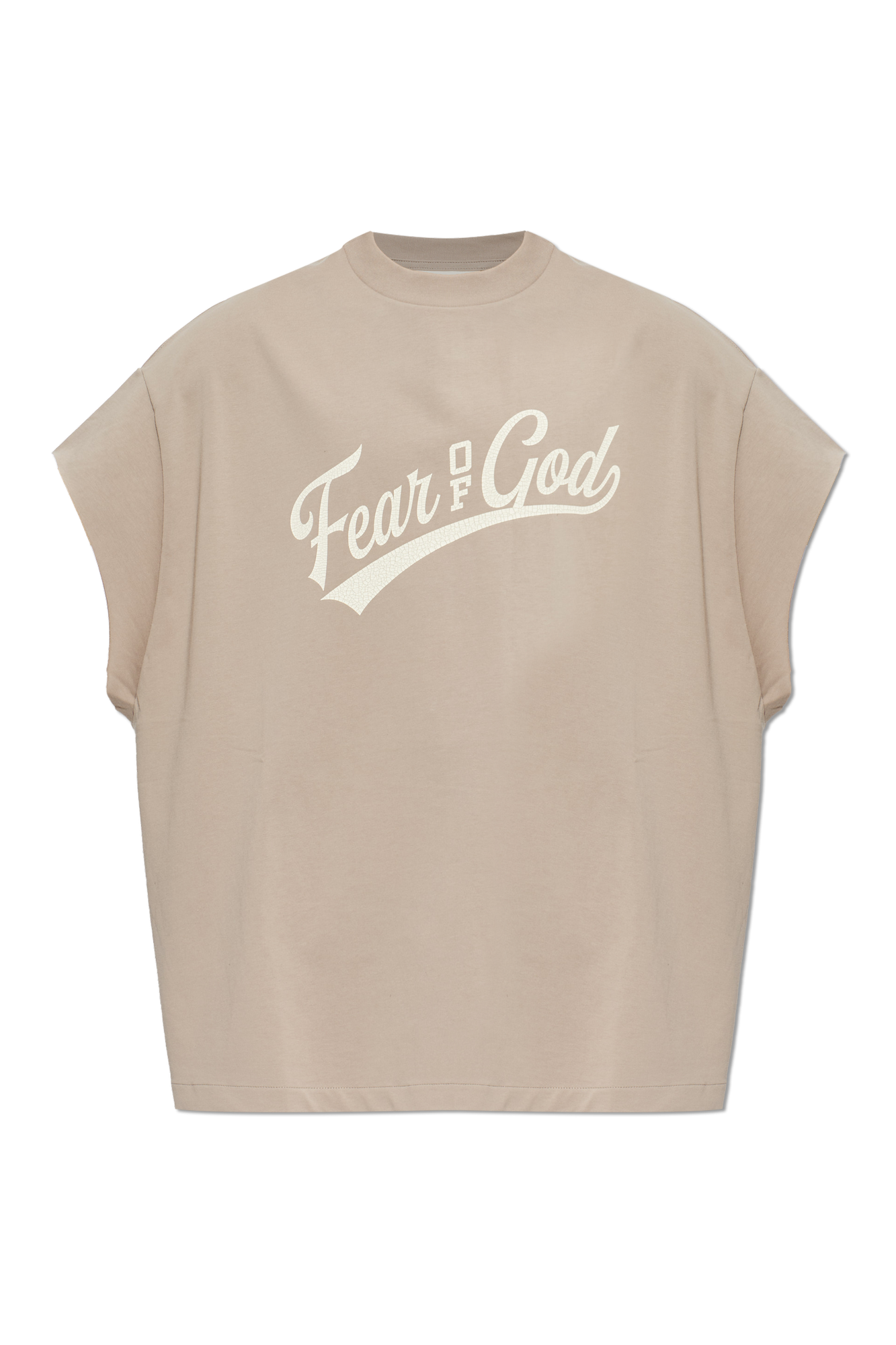 Fear Of God Essentials Bawełniany T-shirt Z Nadrukiem, Mężczyźni, Beżowy
