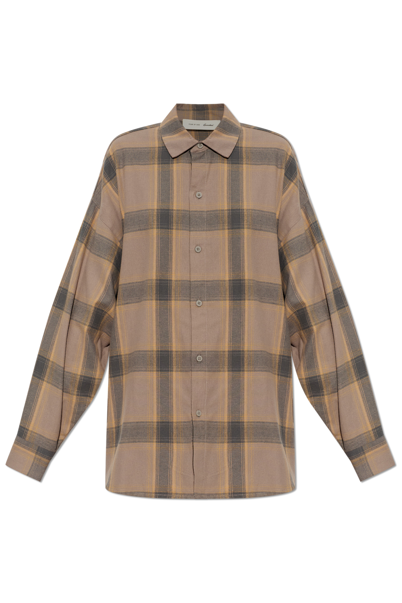 Fear Of God Essentials Bawełniana Koszula W Kratę, Kobiety, Brązowy