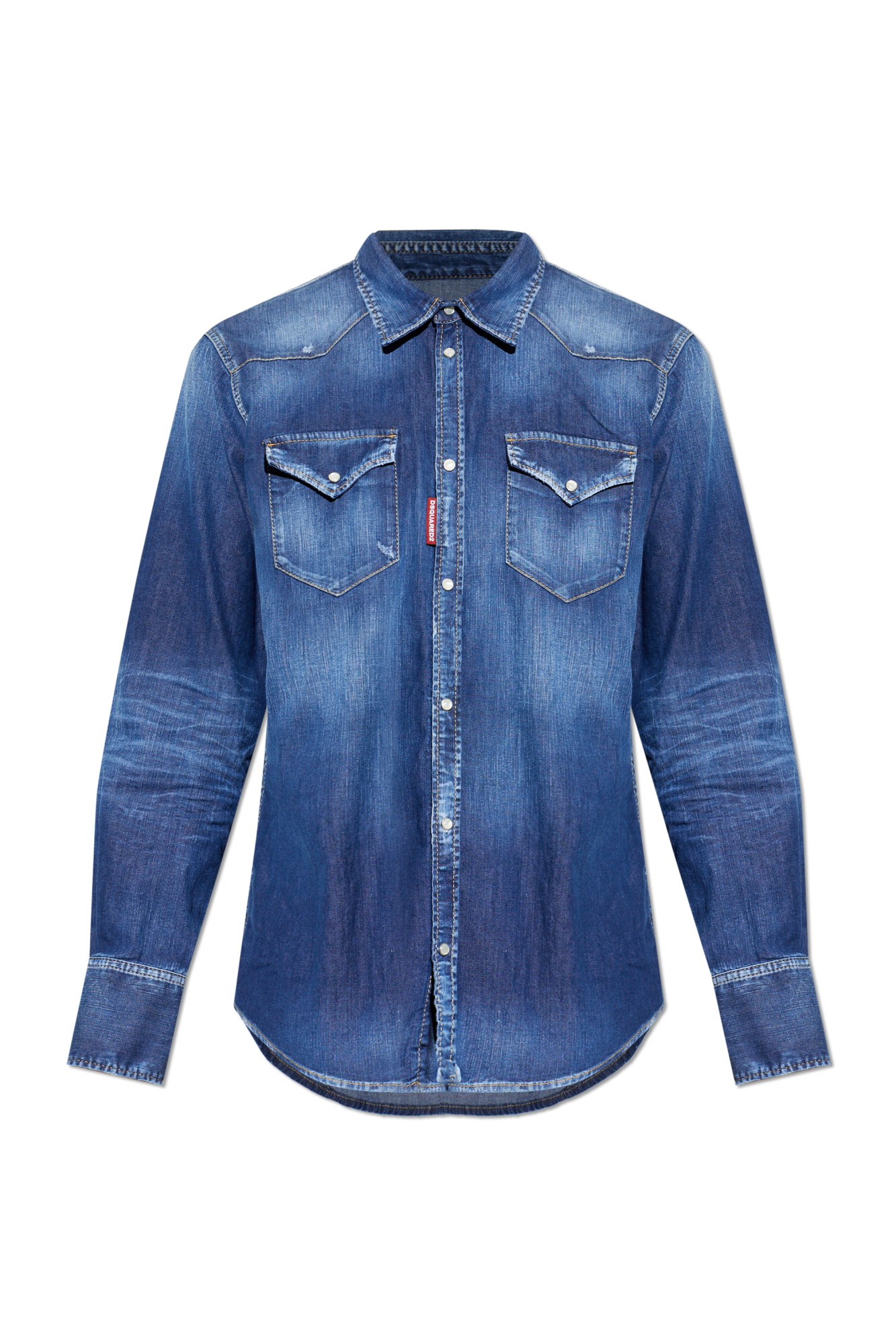 Dsquared2 Jeansowa Koszula Z Efektem `vintage`, Mężczyźni, Granatowy