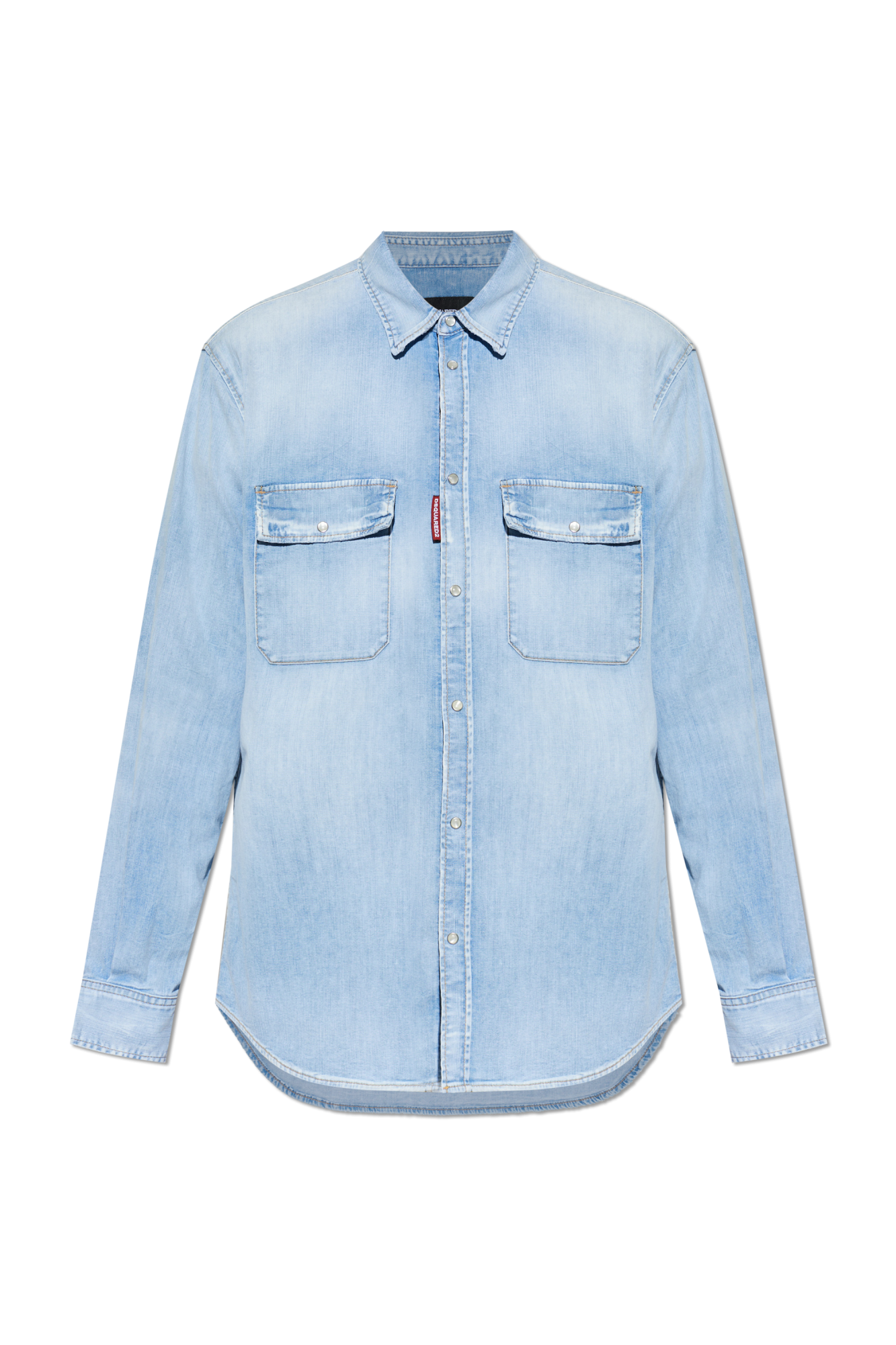 Dsquared2 Jeansowa Koszula Z Efektem `vintage`, Mężczyźni, Niebieski