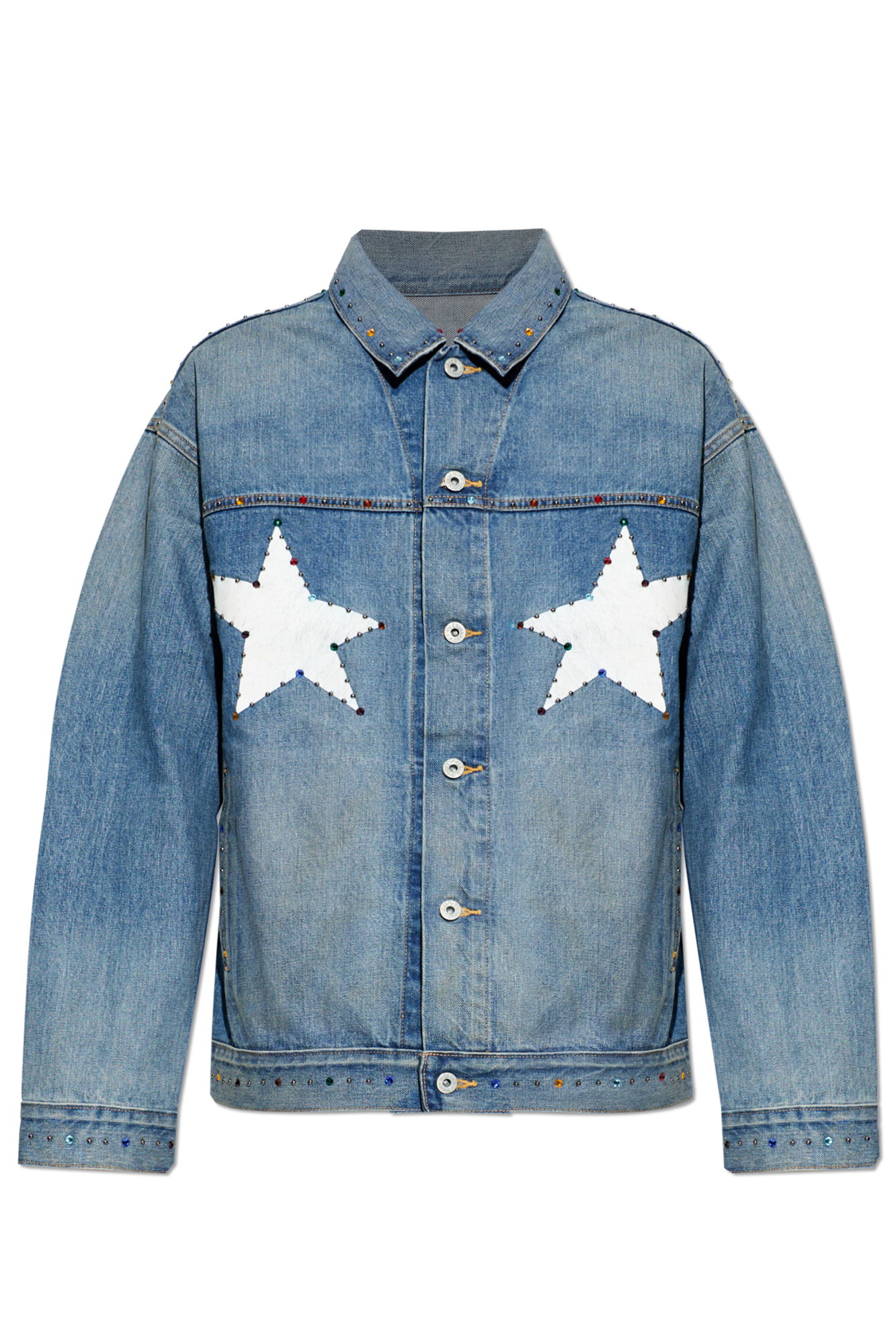 A BATHING APE® Jeansowa Kurtka Z Połyskującymi Aplikacjami, Mężczyźni, Niebieski