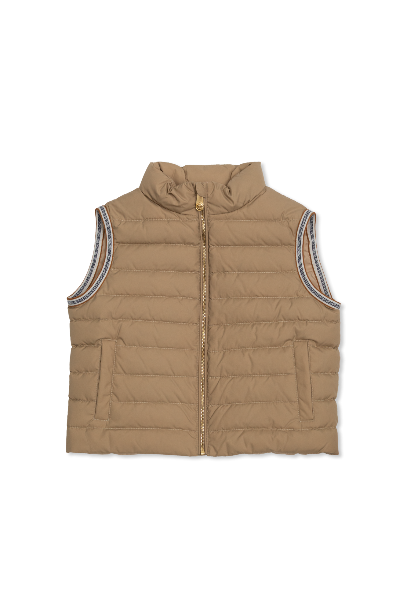 Versace Kids Puchowa Kamizelka Ze Stójką, Unisex, Beżowy