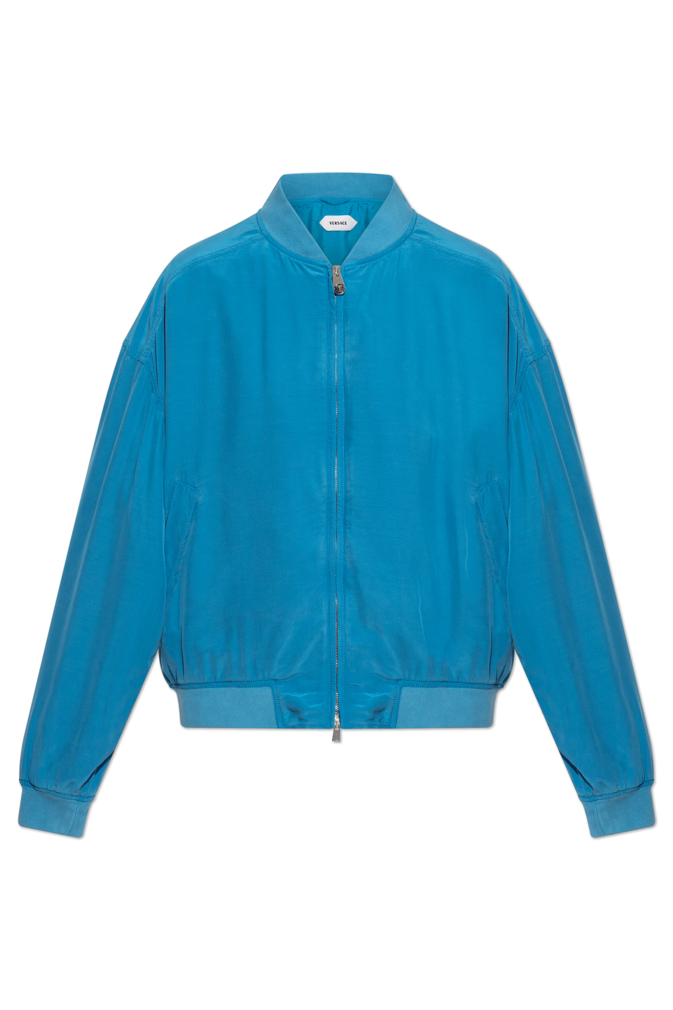 Versace Jedwabna Kurtka Typu `bomber`, Kobiety, Niebieski