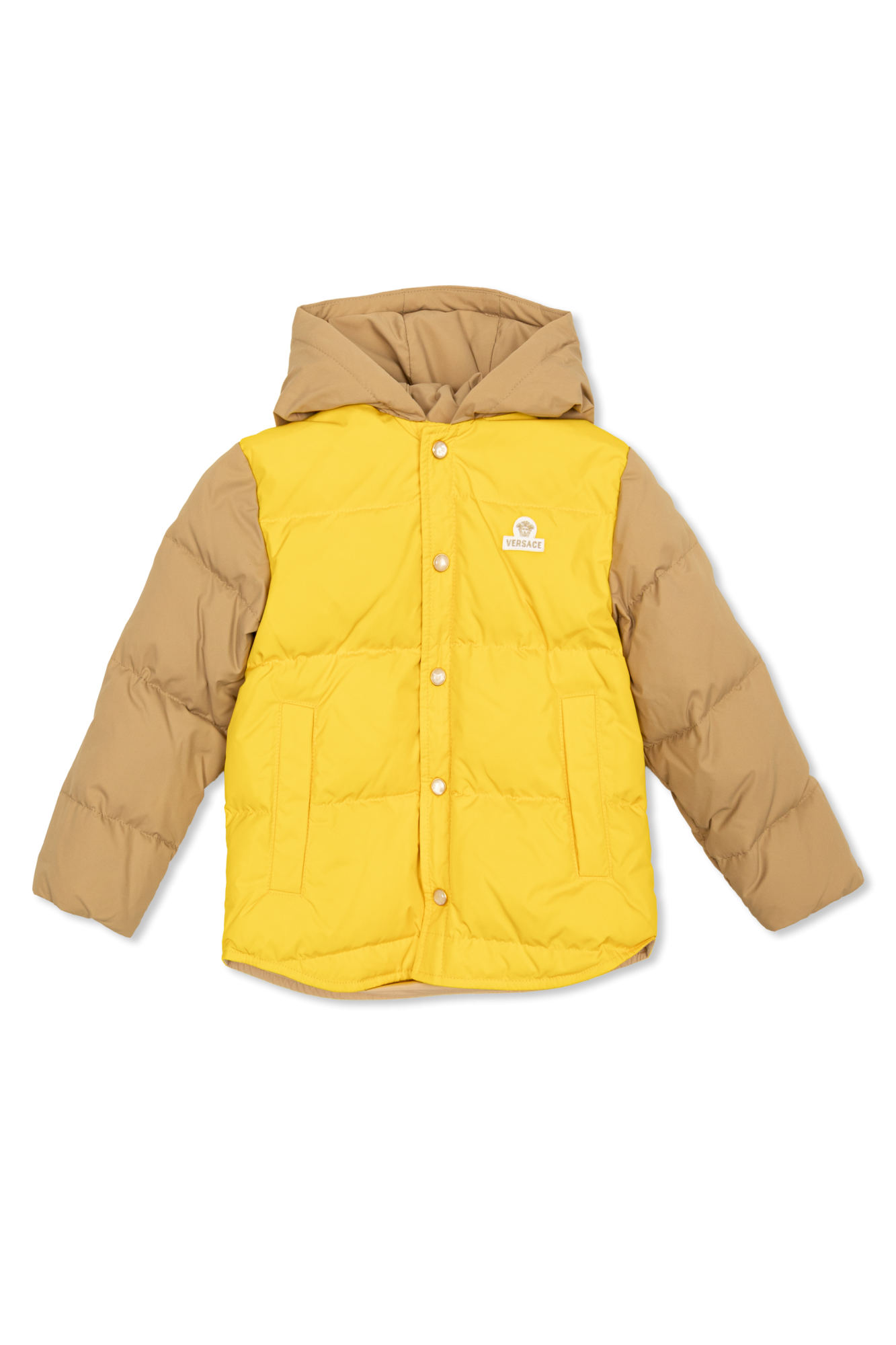 Versace Kids Kurtka Puchowa Z Kapturem, Unisex, żółty