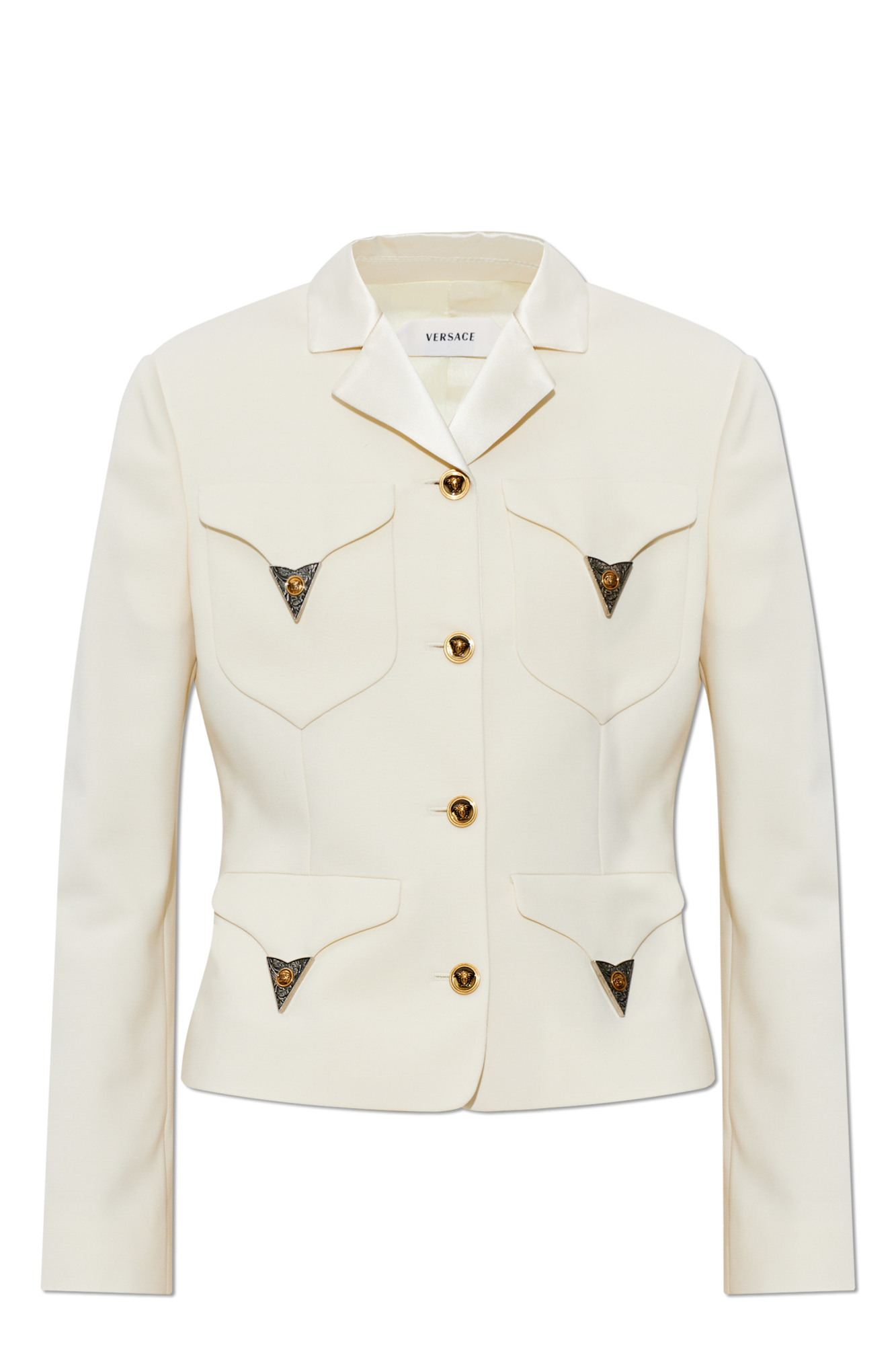 Versace Marynarka Z Aplikacjami, Kobiety, Kremowy