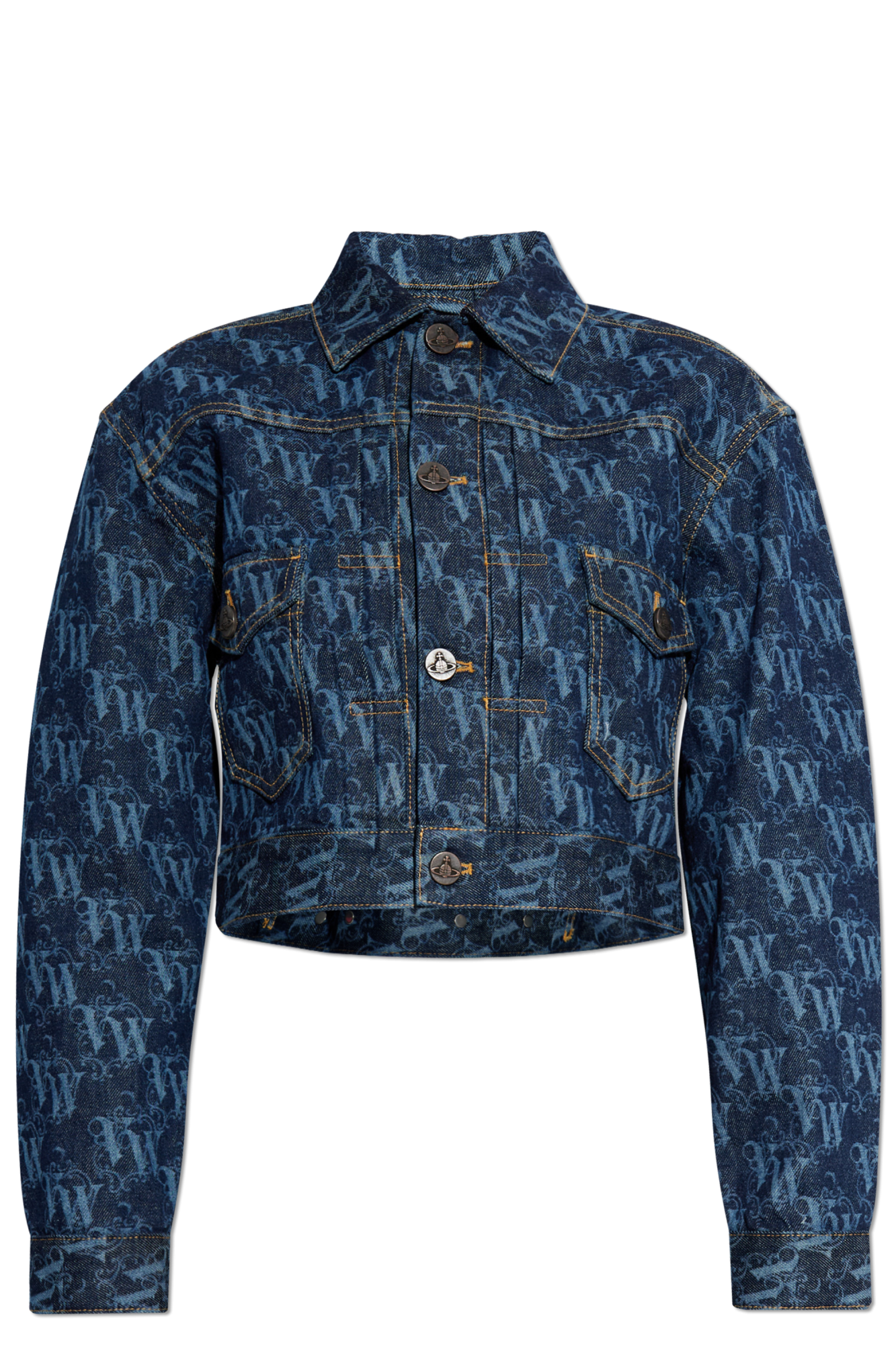 Vivienne Westwood Jeansowa Kurtka Z Monogramem, Kobiety, Granatowy