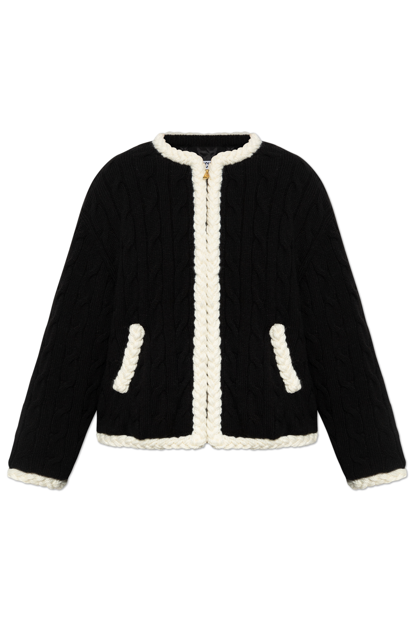 Moschino Wełniana Kurtka, Kobiety, Czarny