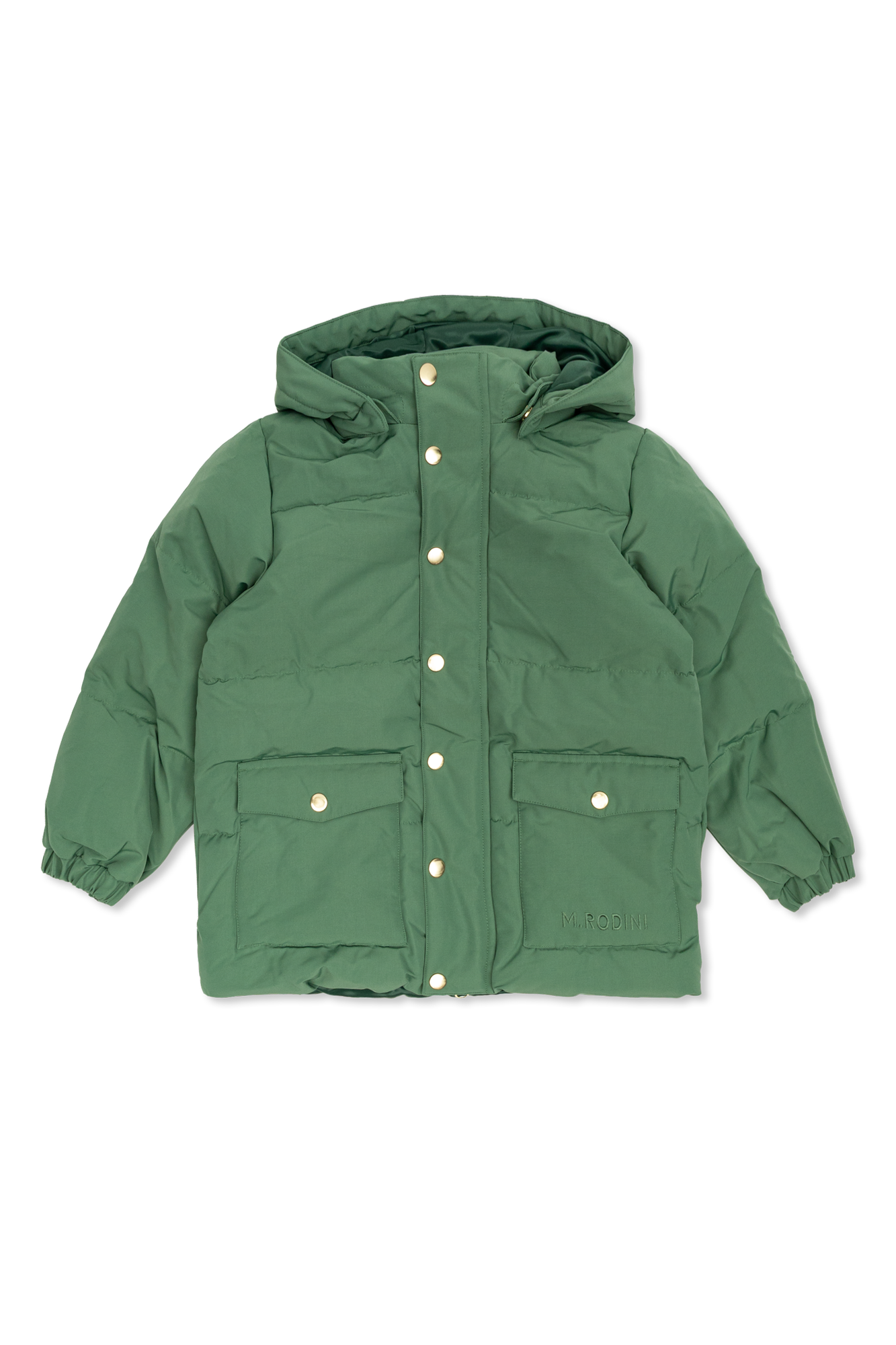 Mini Rodini Ocieplana Kurtka Z Odpinanym Kapturem, Unisex, Zielony