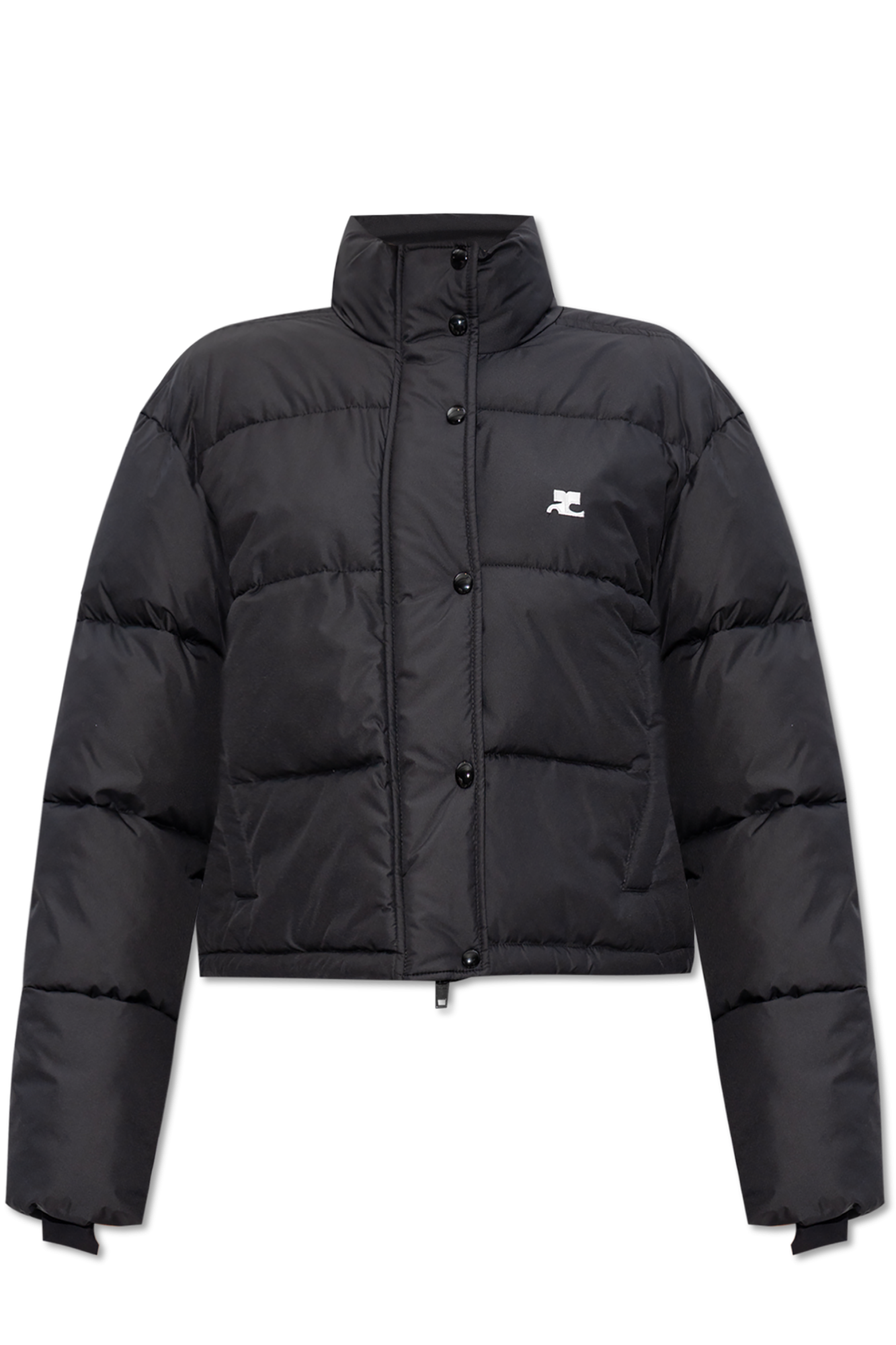 Courrèges Ocieplana Kurtka Z Logo, Kobiety, Czarny