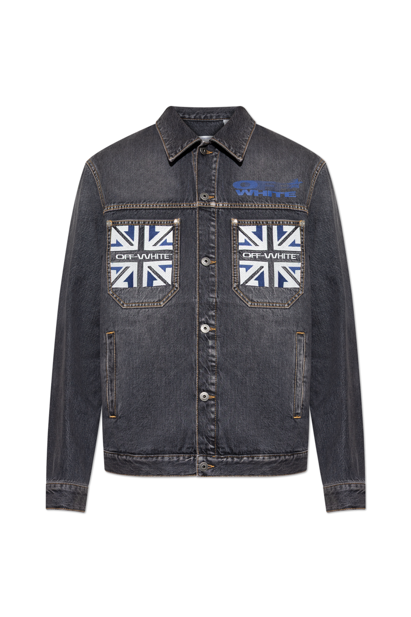 Off-White Jeansowa Kurtka Z Logo, Mężczyźni, Czarny