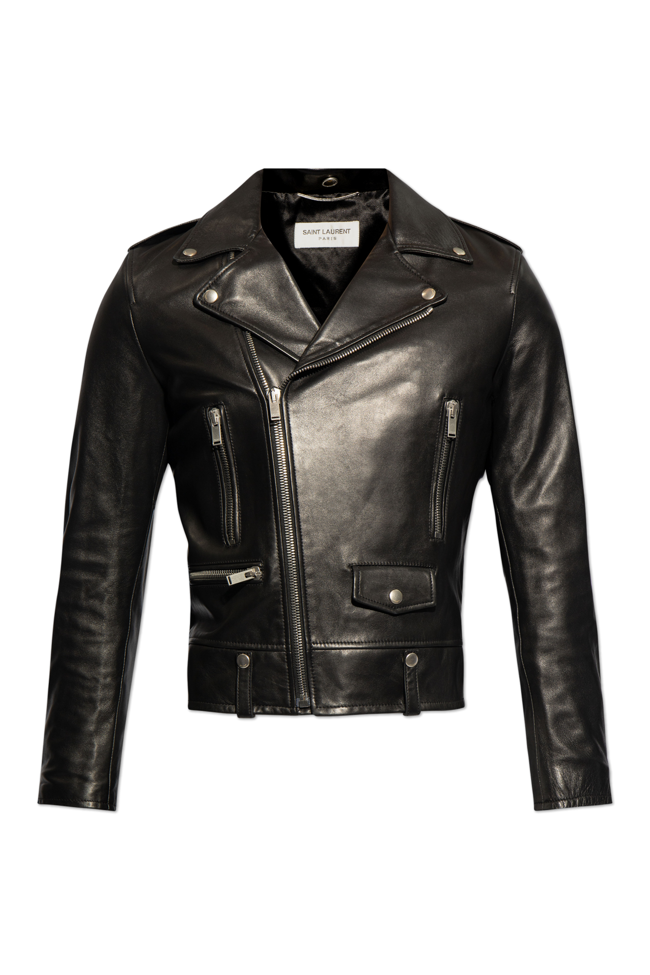 Saint Laurent Ocieplana Kurtka Typu 'biker', Mężczyźni, Czarny