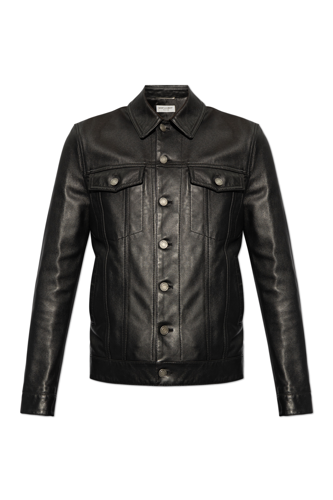 Saint Laurent Skórzana Kurtka Z Kieszeniami, Mężczyźni, Czarny