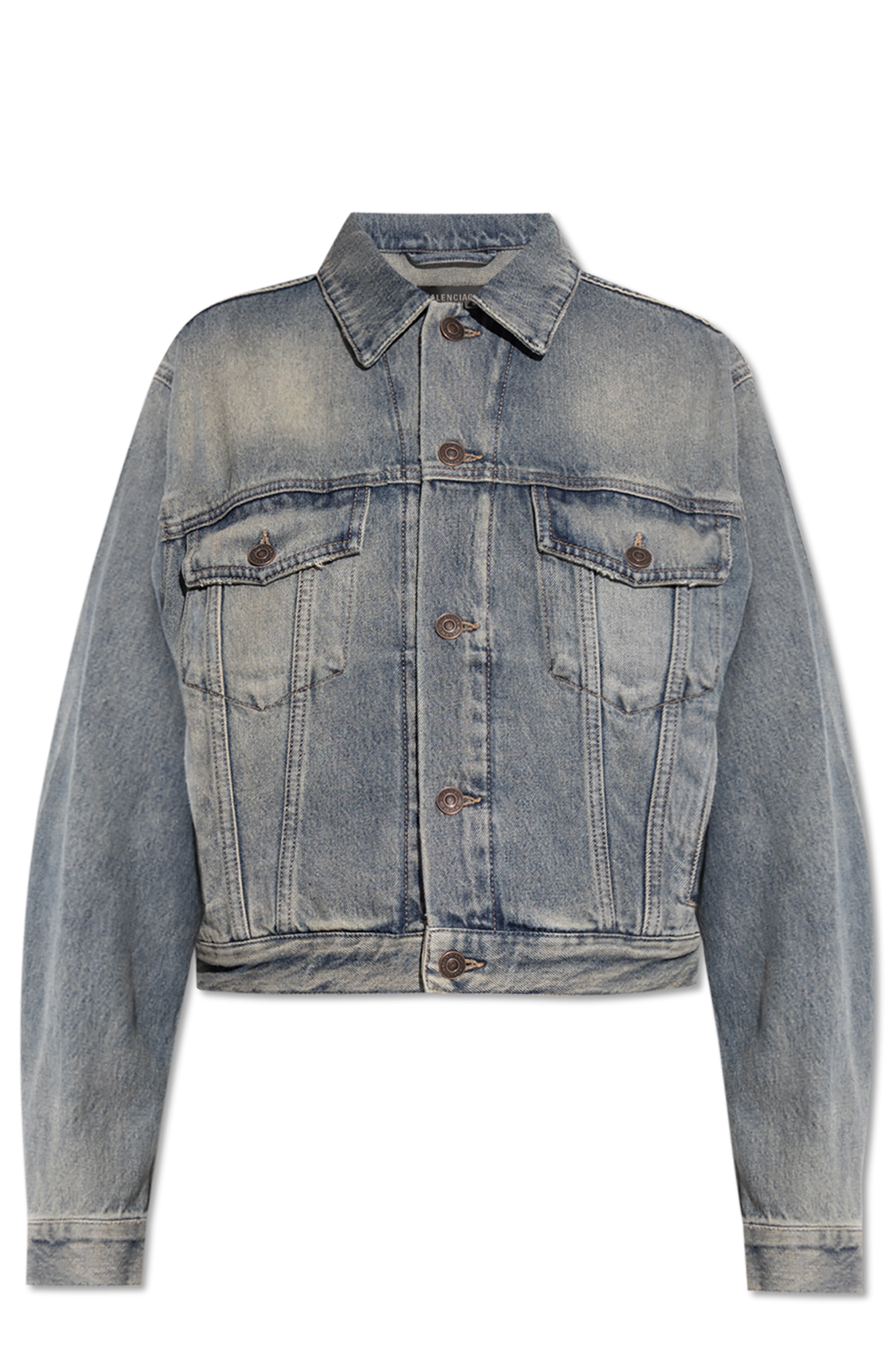 Balenciaga Jeansowa Kurtka Z Logo, Kobiety, Niebieski