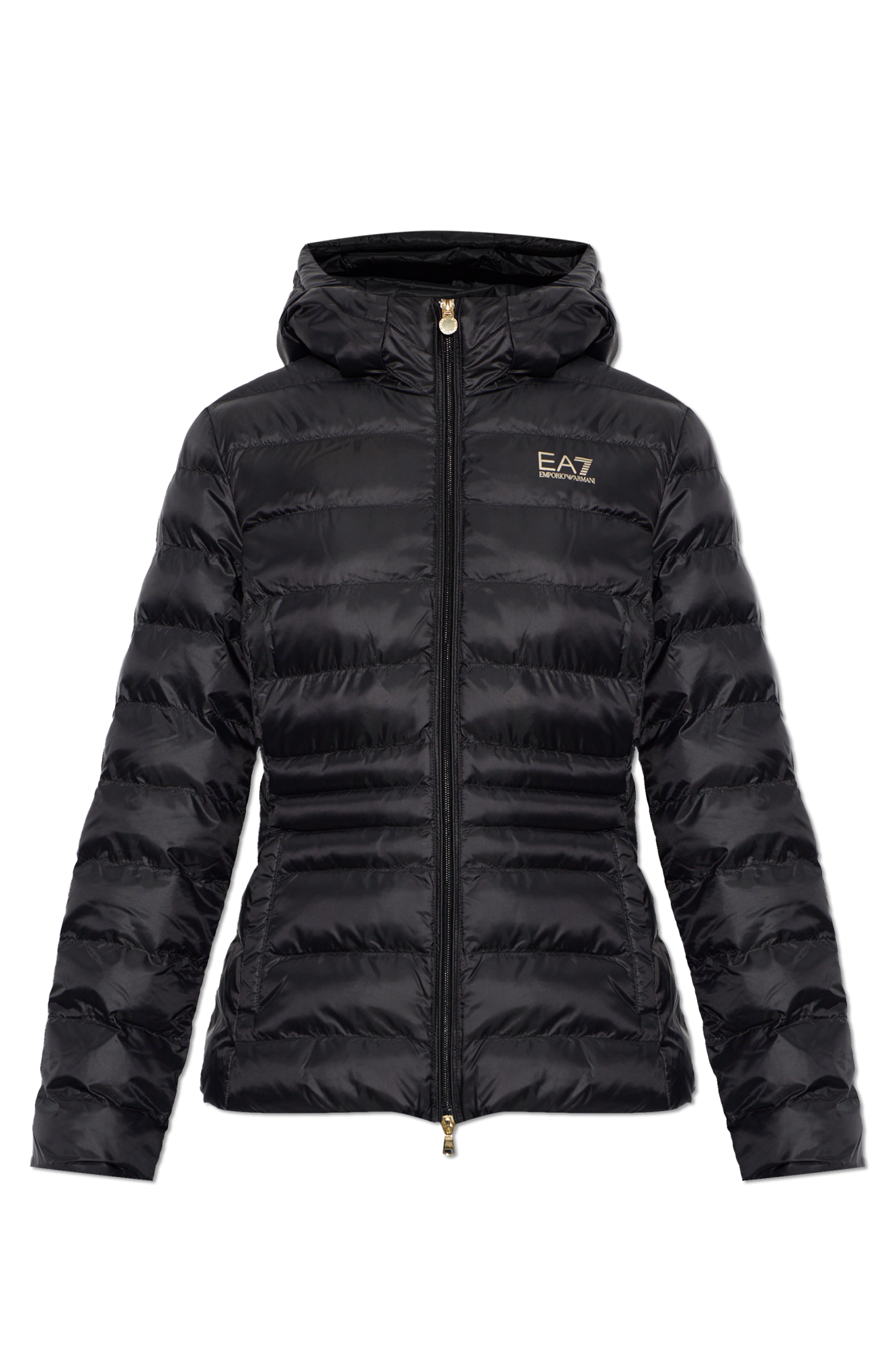 EA7 Emporio Armani Ocieplana Kurtka Z Kapturem, Kobiety, Czarny