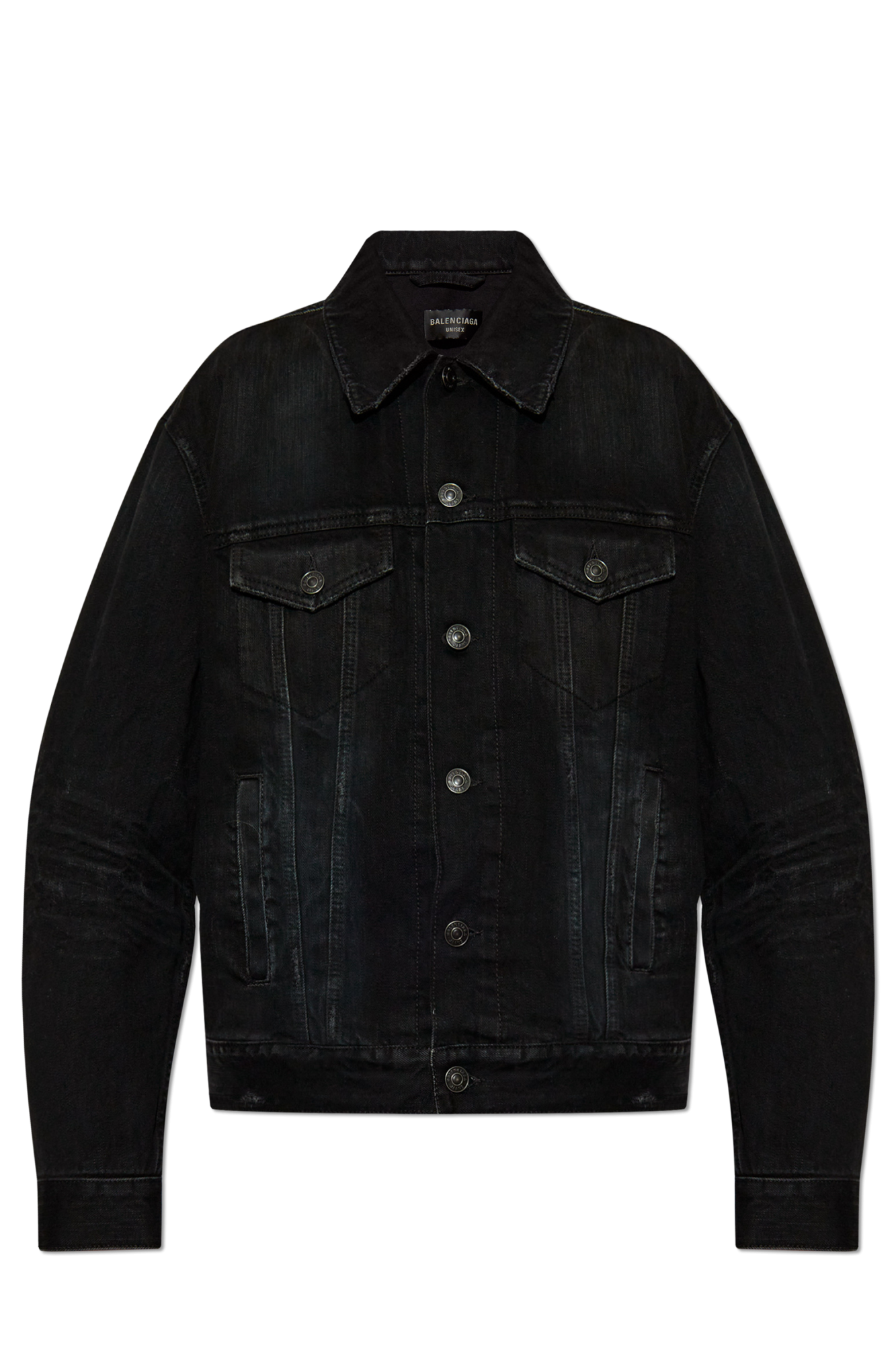 Balenciaga Jeansowa Kurtka Z Efektem `vintage`, Kobiety, Czarny