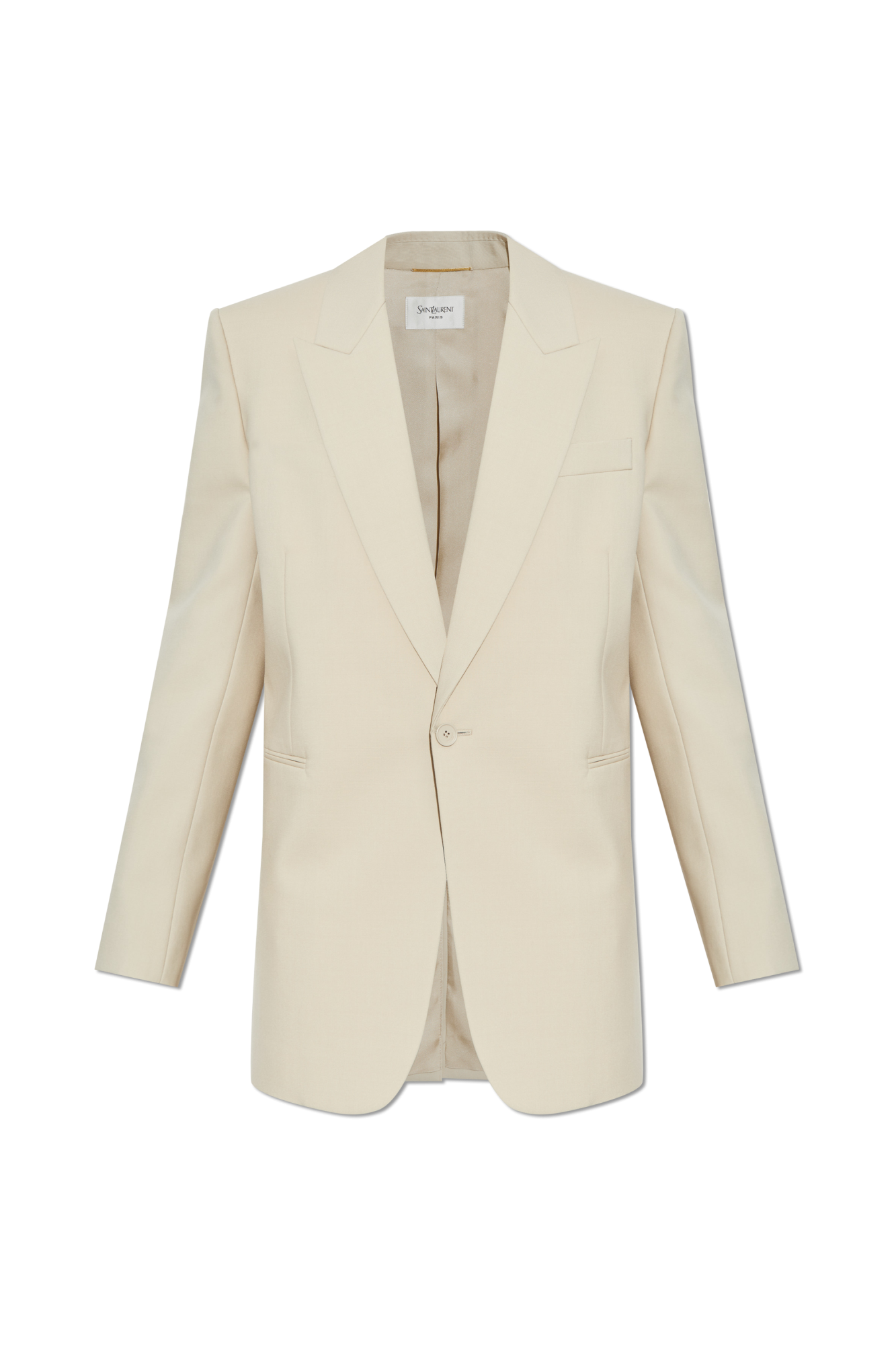Saint Laurent Wełniana Marynarka, Kobiety, Kremowy