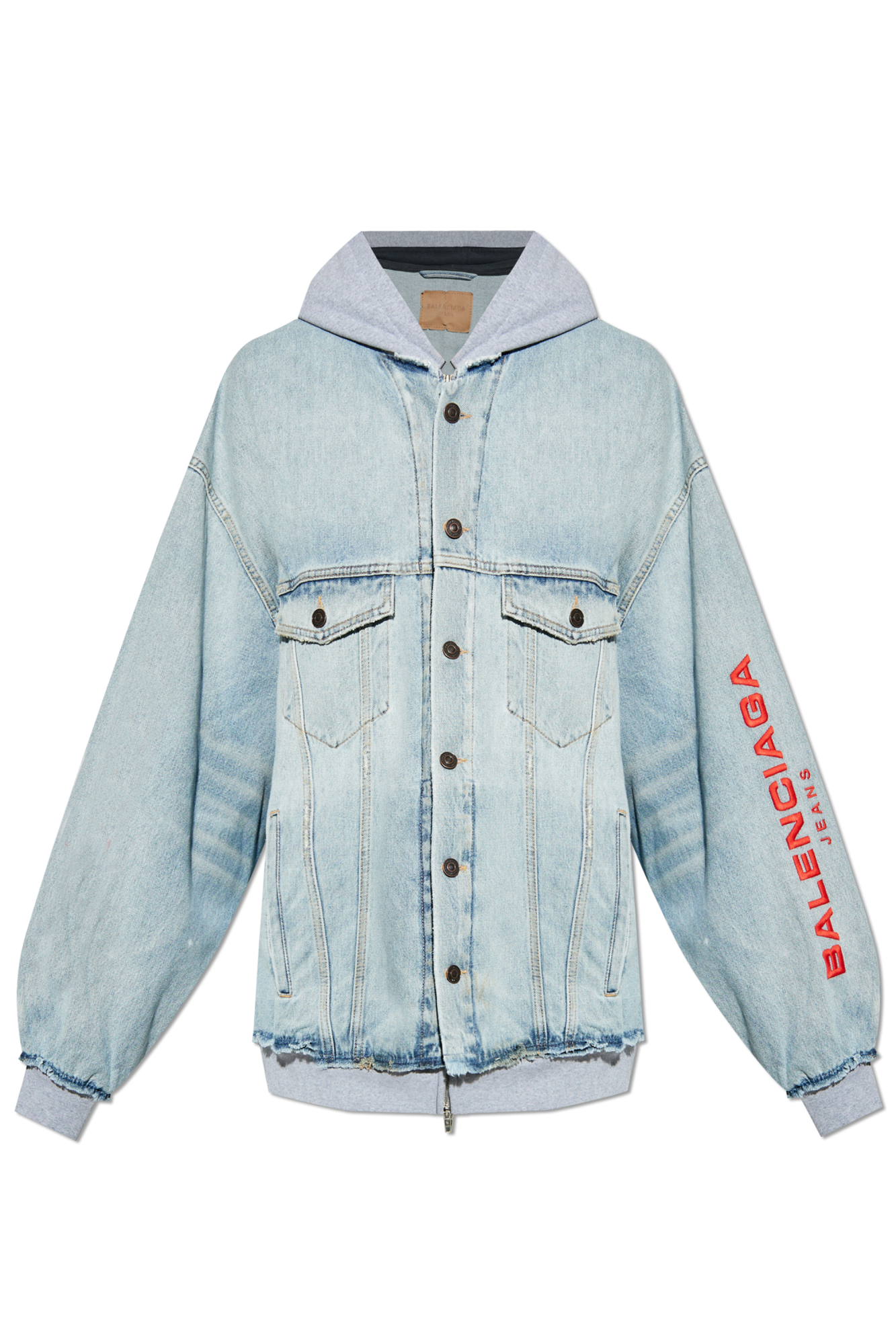 Balenciaga Jeansowa Kurtka Z Kapturem, Mężczyźni, Jasnoniebieski