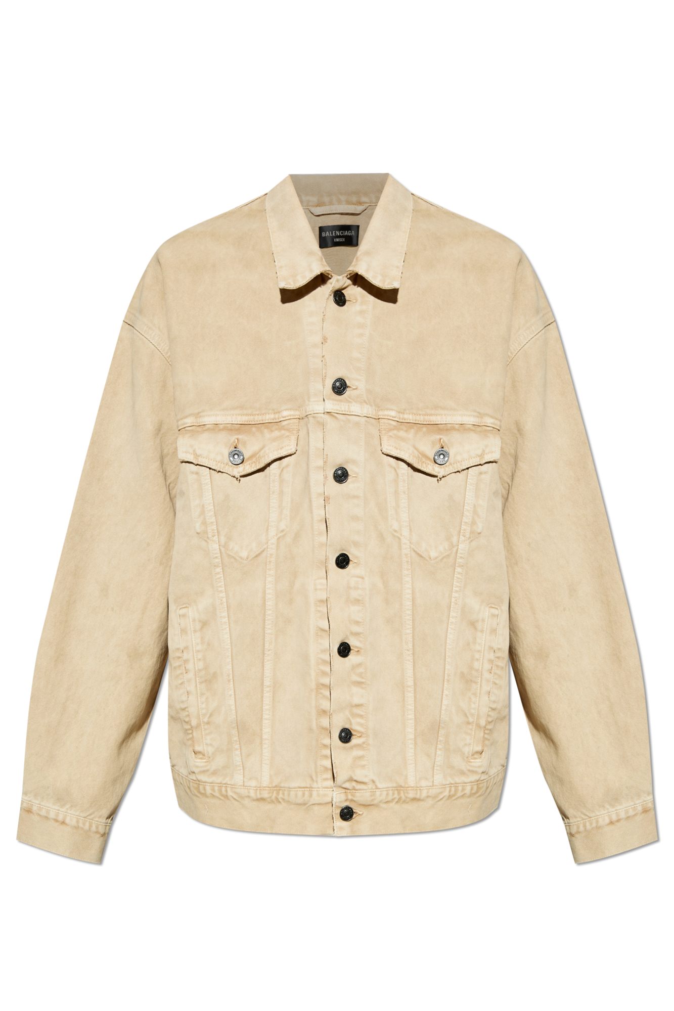 Balenciaga Jeansowa Kurtka Z Efektem `vintage`, Mężczyźni, Beżowy