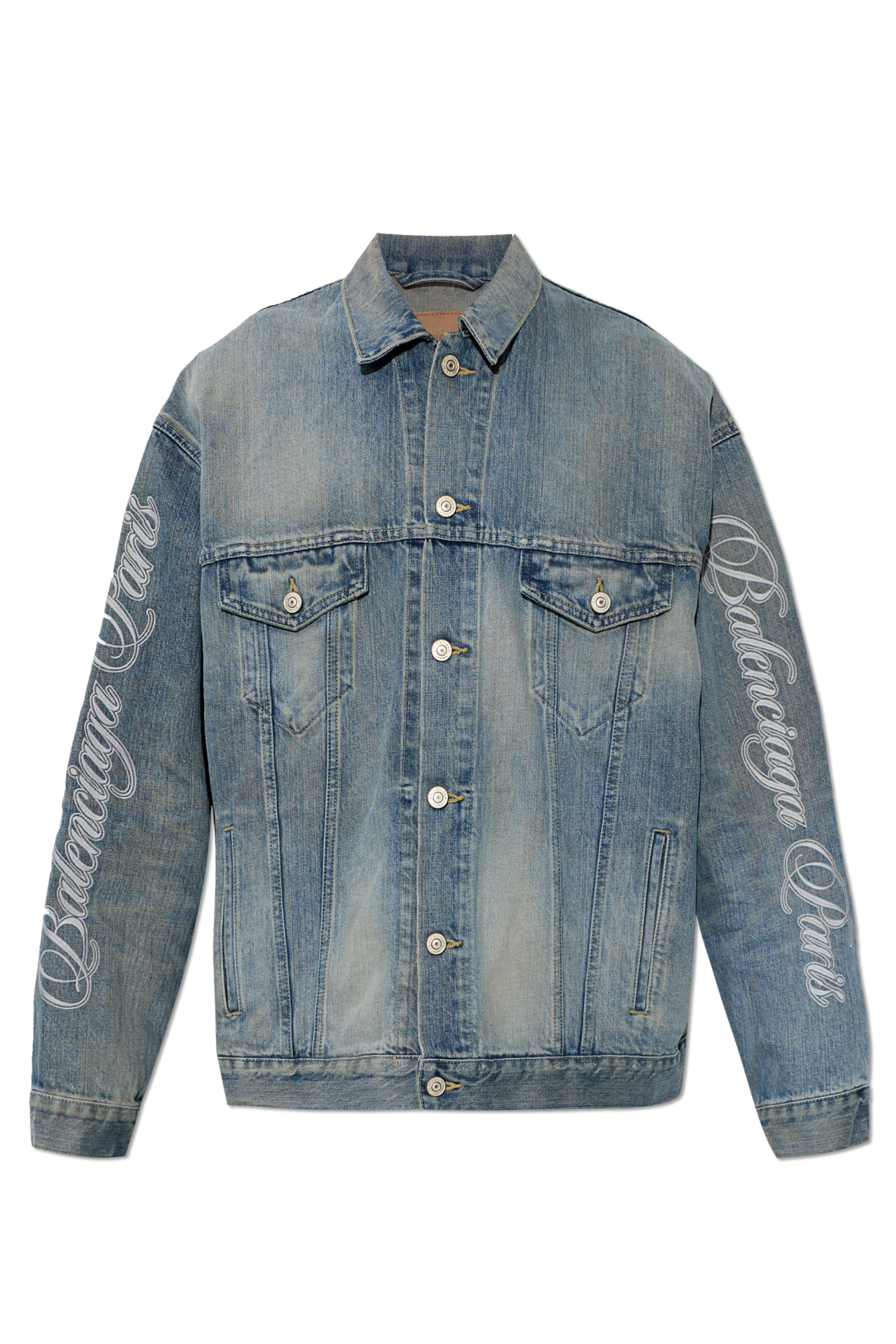 Balenciaga Kurtka Jeansowa Z Efektem `vintage`, Kobiety, Niebieski