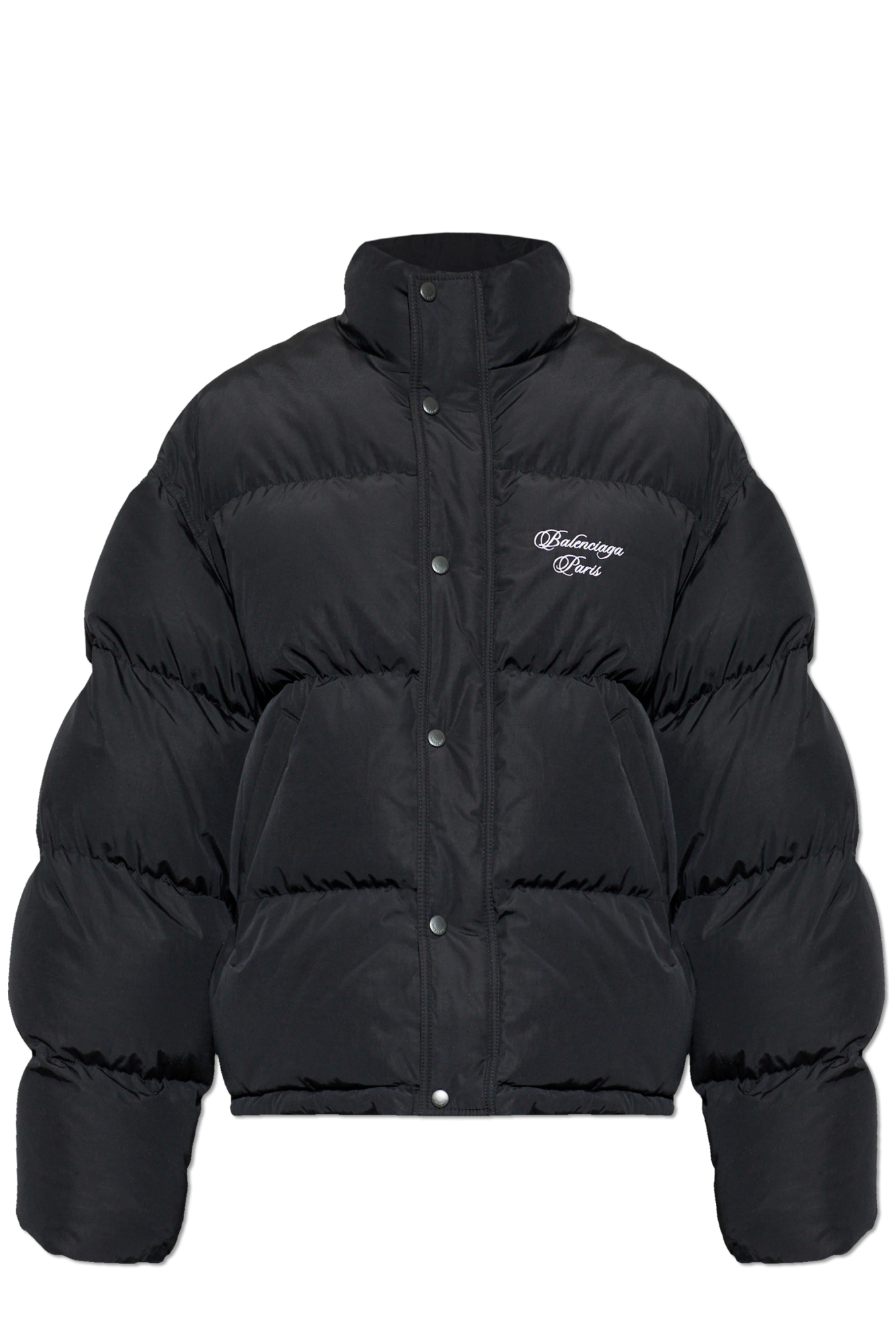 Balenciaga Puchowa Kurtka Z Logo, Mężczyźni, Czarny