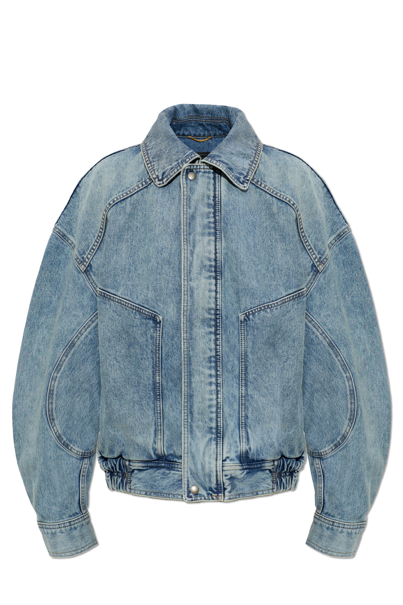 Saint Laurent Jeansowa Kurtka Z Kieszeniami, Kobiety, Niebieski