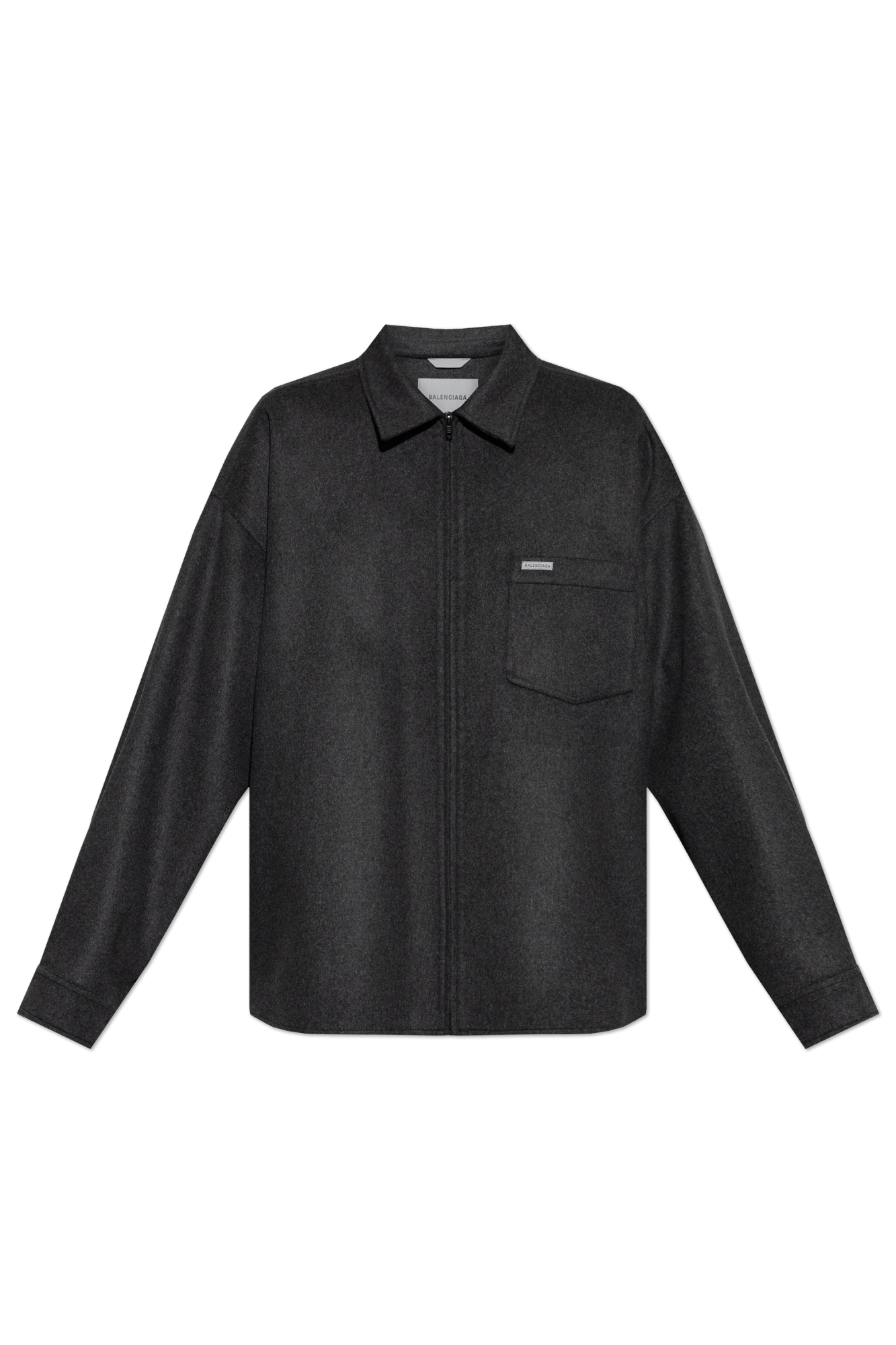 Balenciaga Wełniana Koszula Z Logo, Mężczyźni, Szary