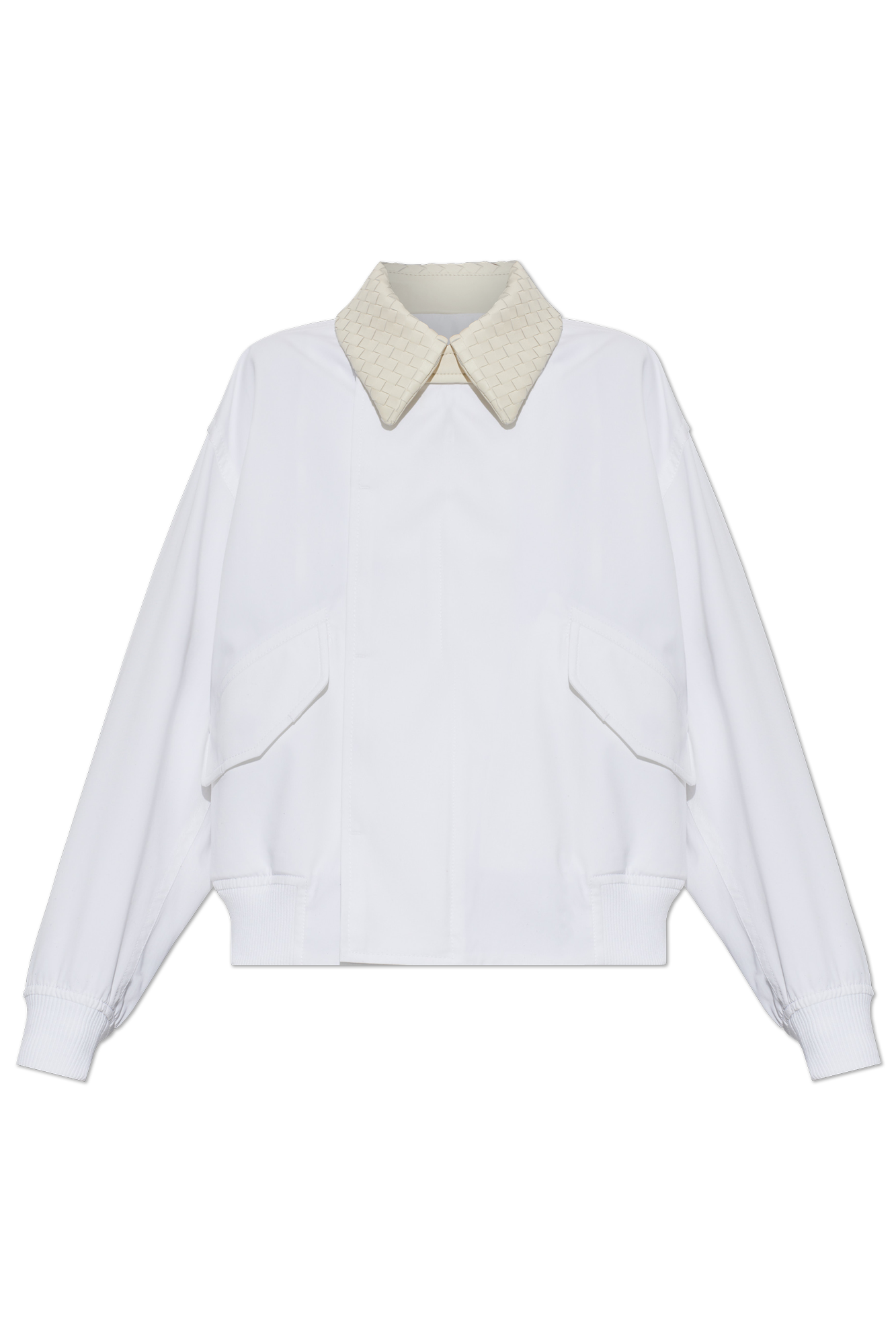 Bottega Veneta Bawełniana Kurtka Z Kołnierzykiem, Kobiety, Biały