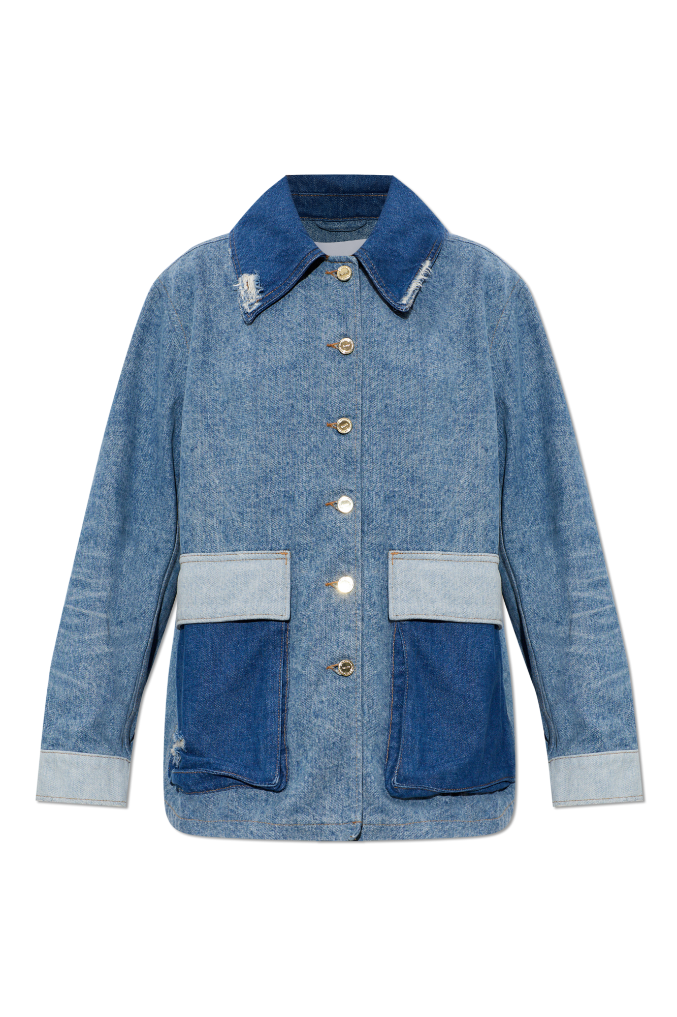 Ganni Jeansowa Kurtka Z Efektem `vintage`, Kobiety, Niebieski