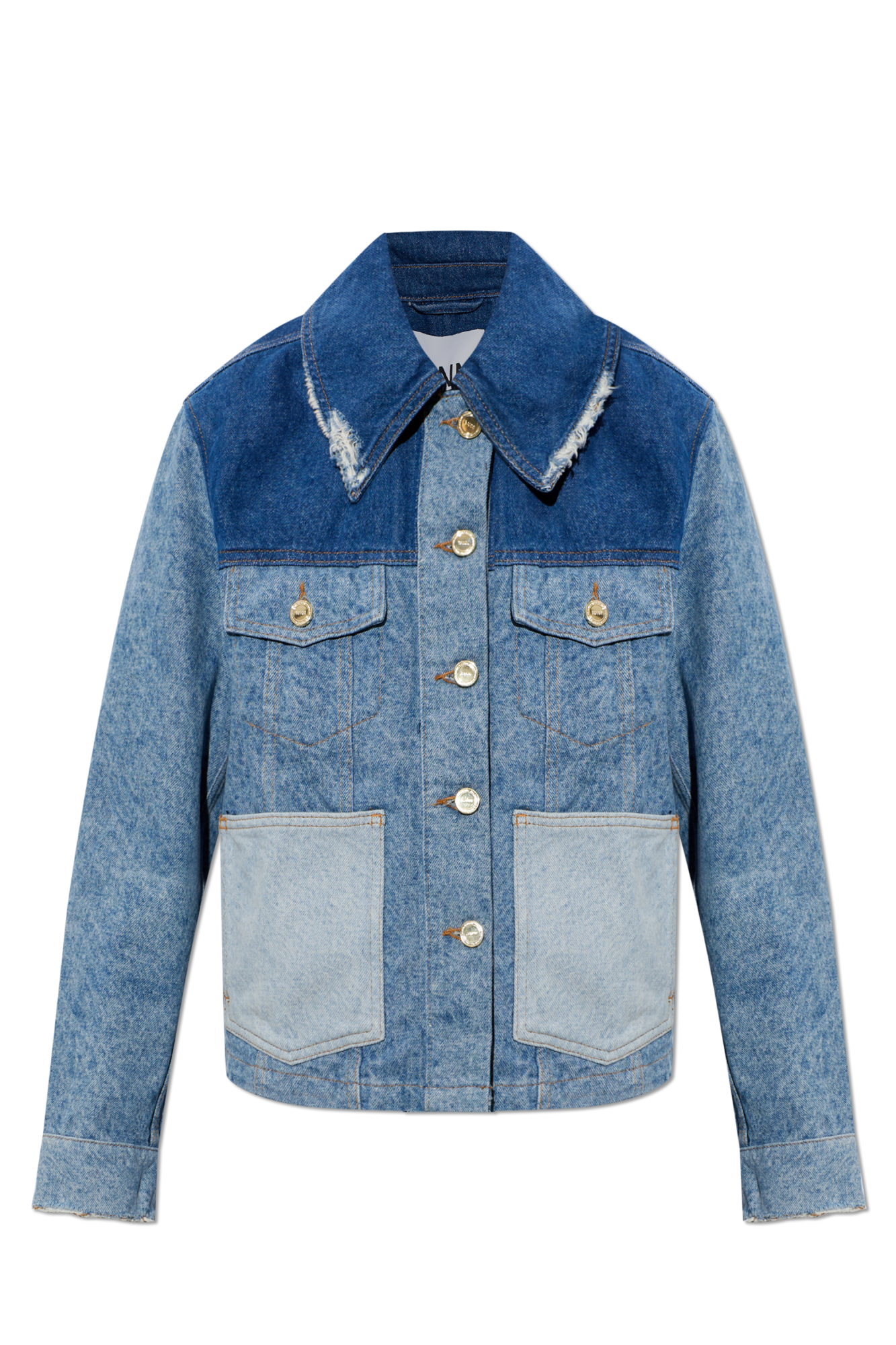 Ganni Jeansowa Kurtka Z Efektem `vintage`, Kobiety, Niebieski
