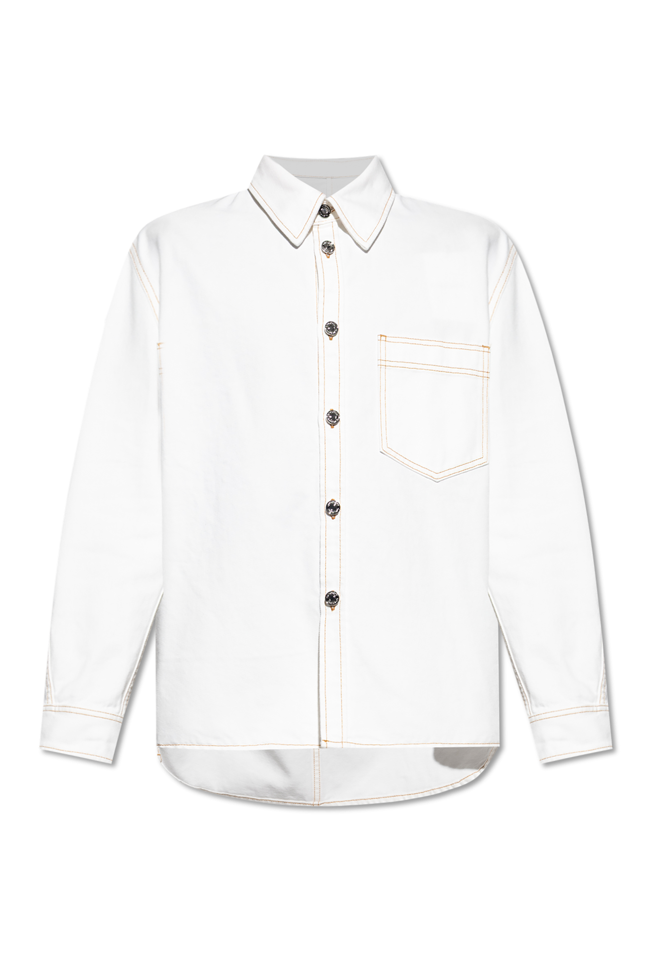 Givenchy Jeansowa Koszula Z Przeszyciami, Mężczyźni, Biały