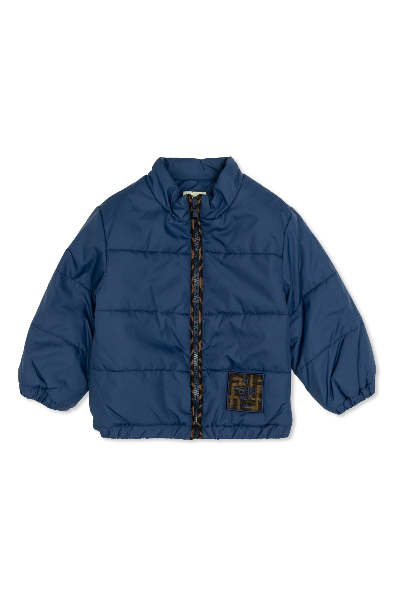 Fendi Kids Ocieplana Kurtka Z Naszywką Z Logo, Unisex, Granatowy