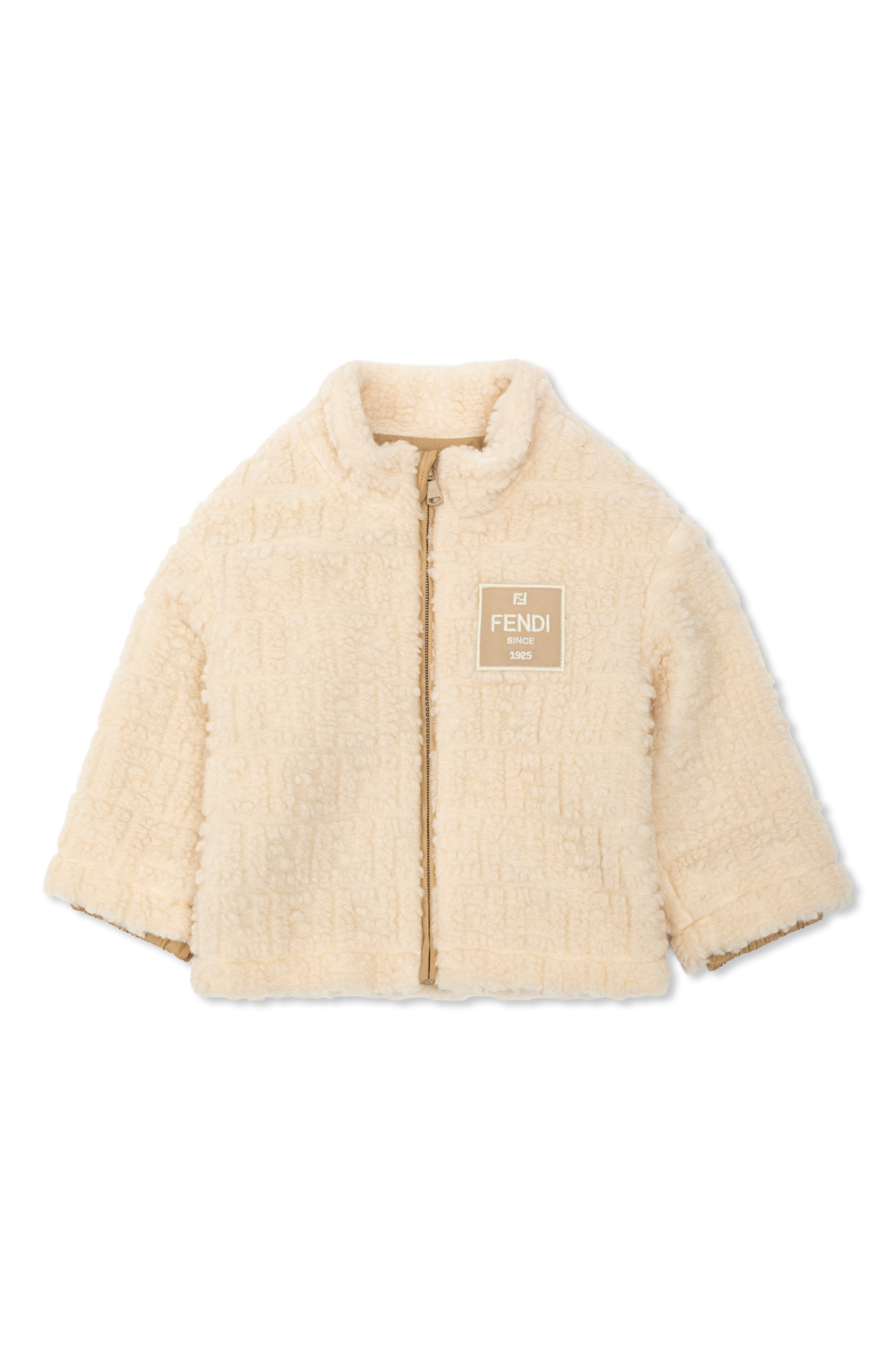 Fendi Kids Ocieplana Kurtka Z Logo, Unisex, Beżowy
