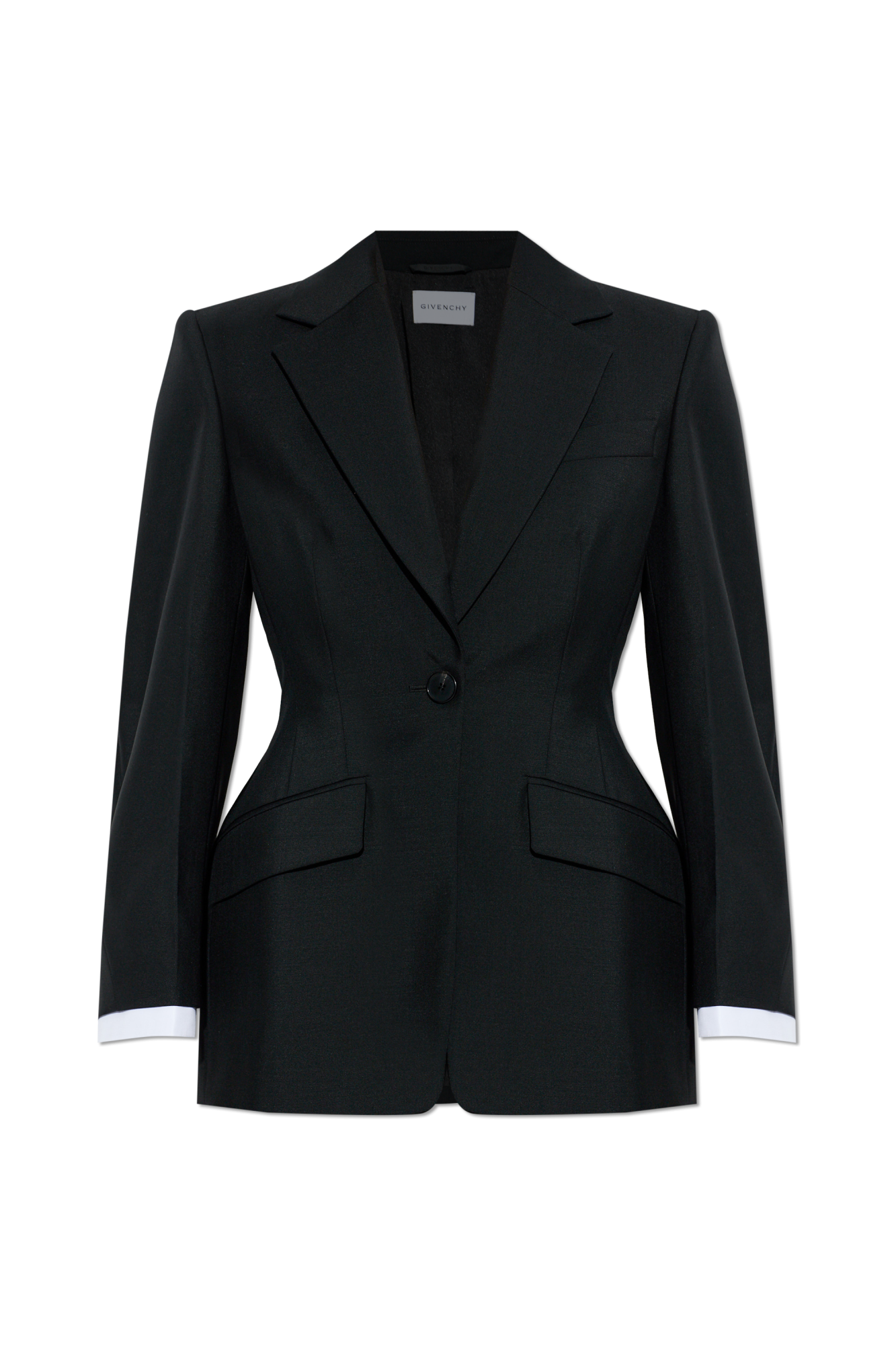Givenchy Wełniana Marynarka Z Pojedynczym Rozcięciem, Kobiety, Czarny