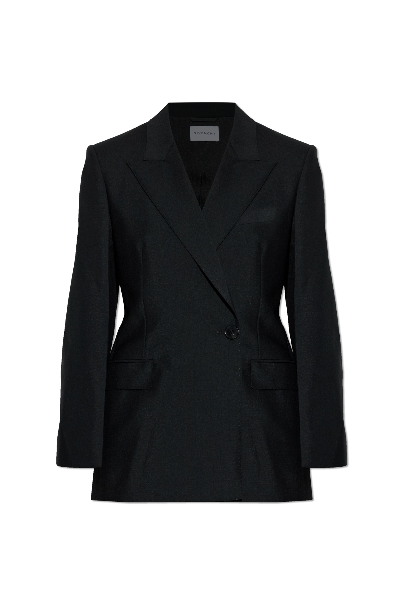 Givenchy Wełniana Marynarka Z Pojedynczym Rozcięciem, Kobiety, Czarny