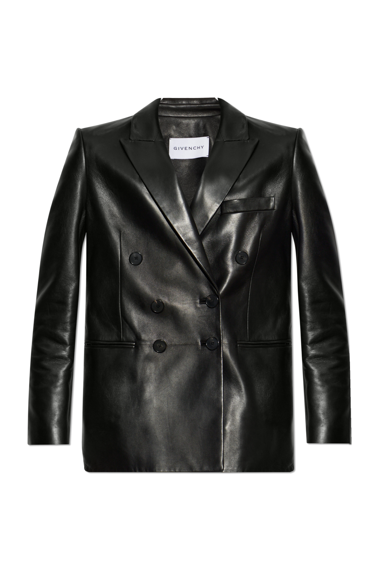 Givenchy Skórzana Marynarka Dwurzędowa, Kobiety, Czarny