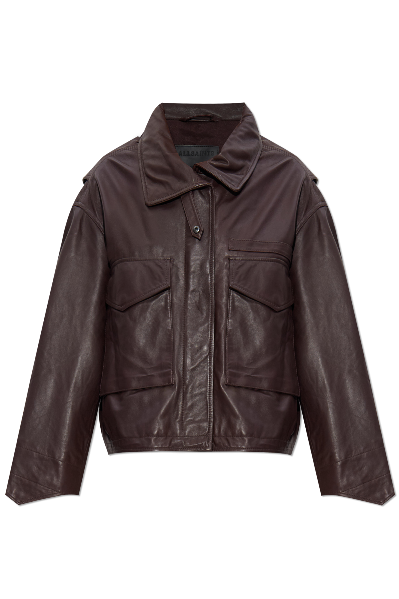 AllSaints Kurtka Skórzana `Clay`, Kobiety, Bordo