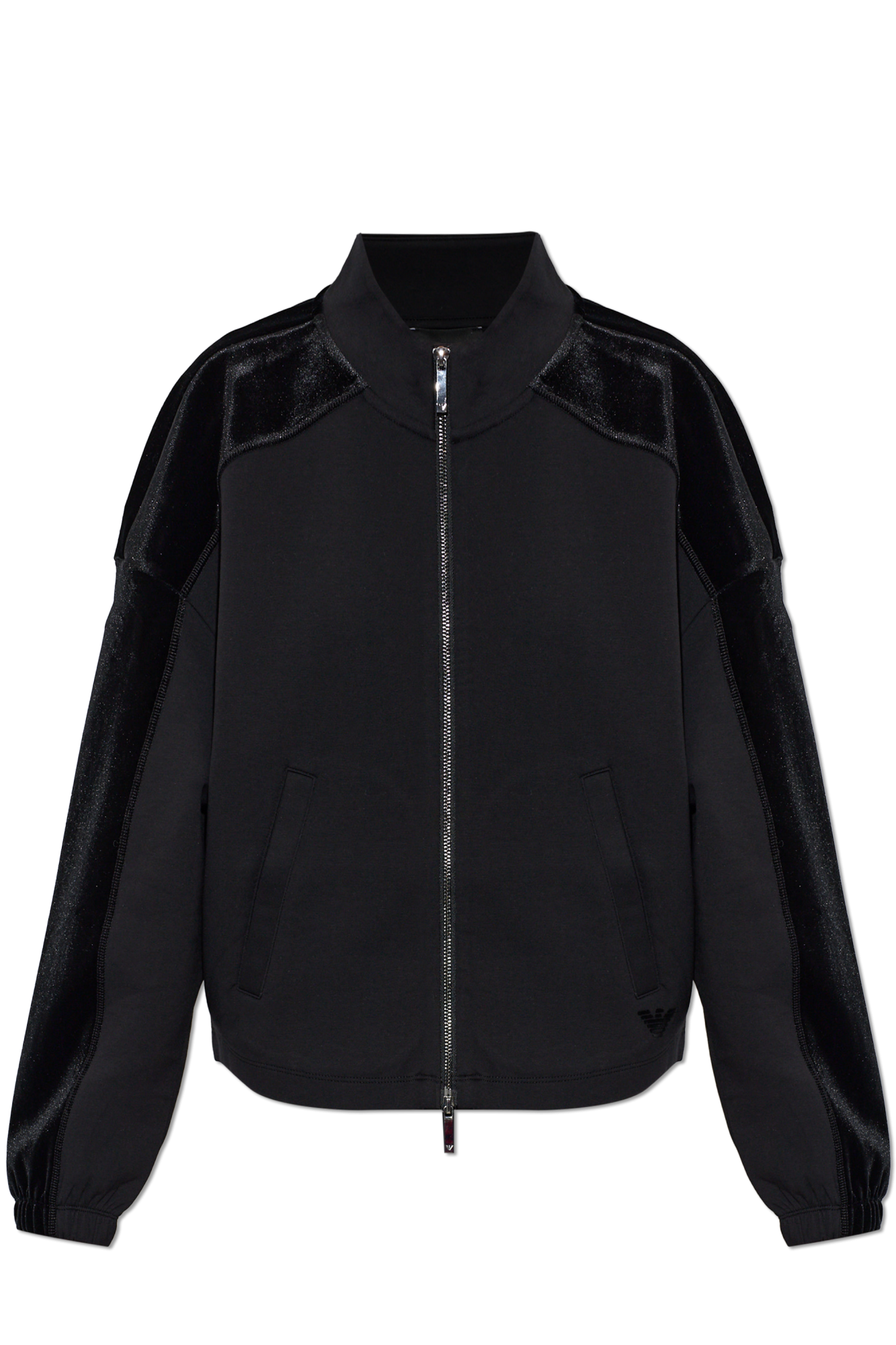Emporio Armani Bluza Z Lampasami O Aksamitnym Wykończeniu, Kobiety, Czarny