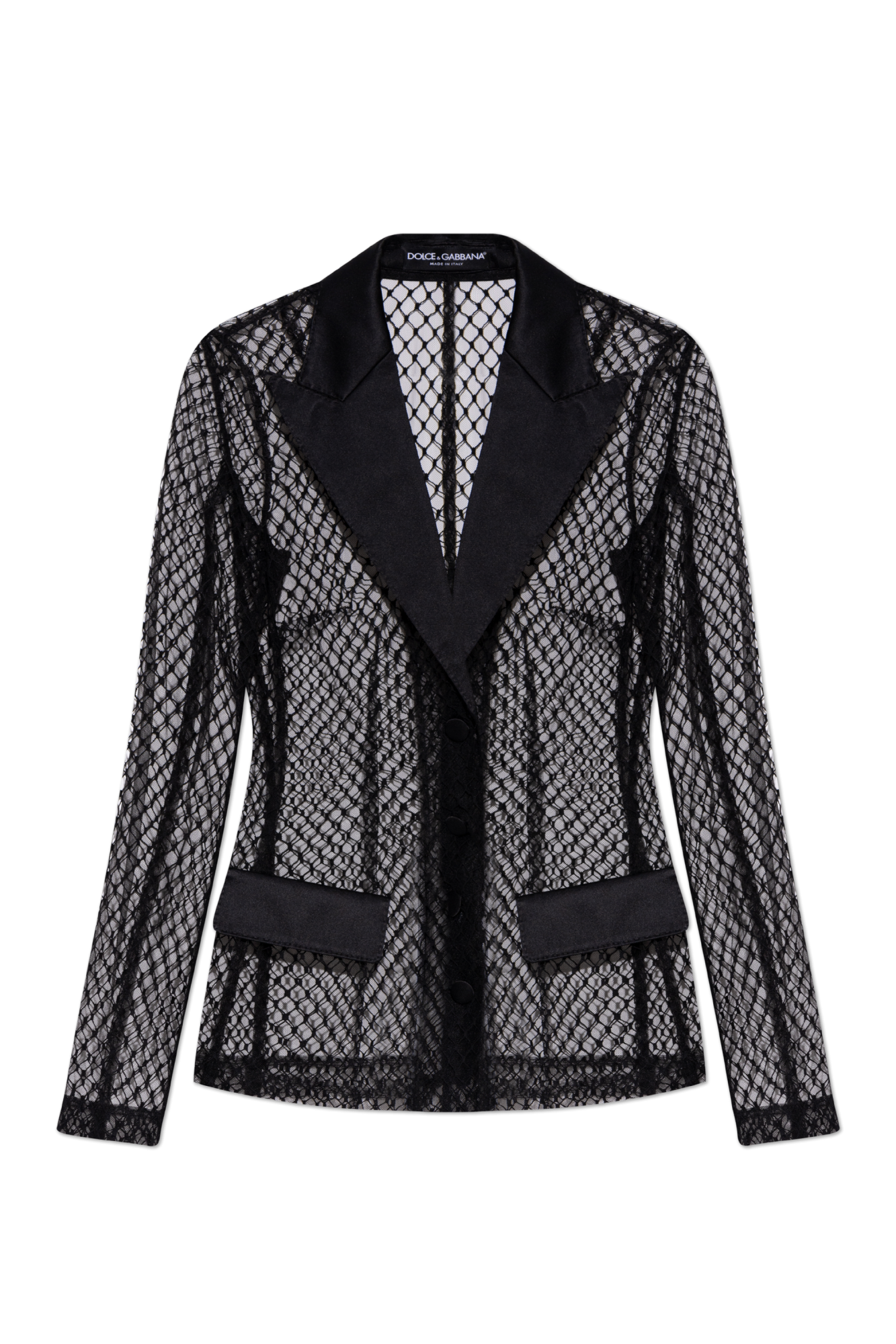 Dolce & Gabbana Transparentna Marynarka, Kobiety, Czarny