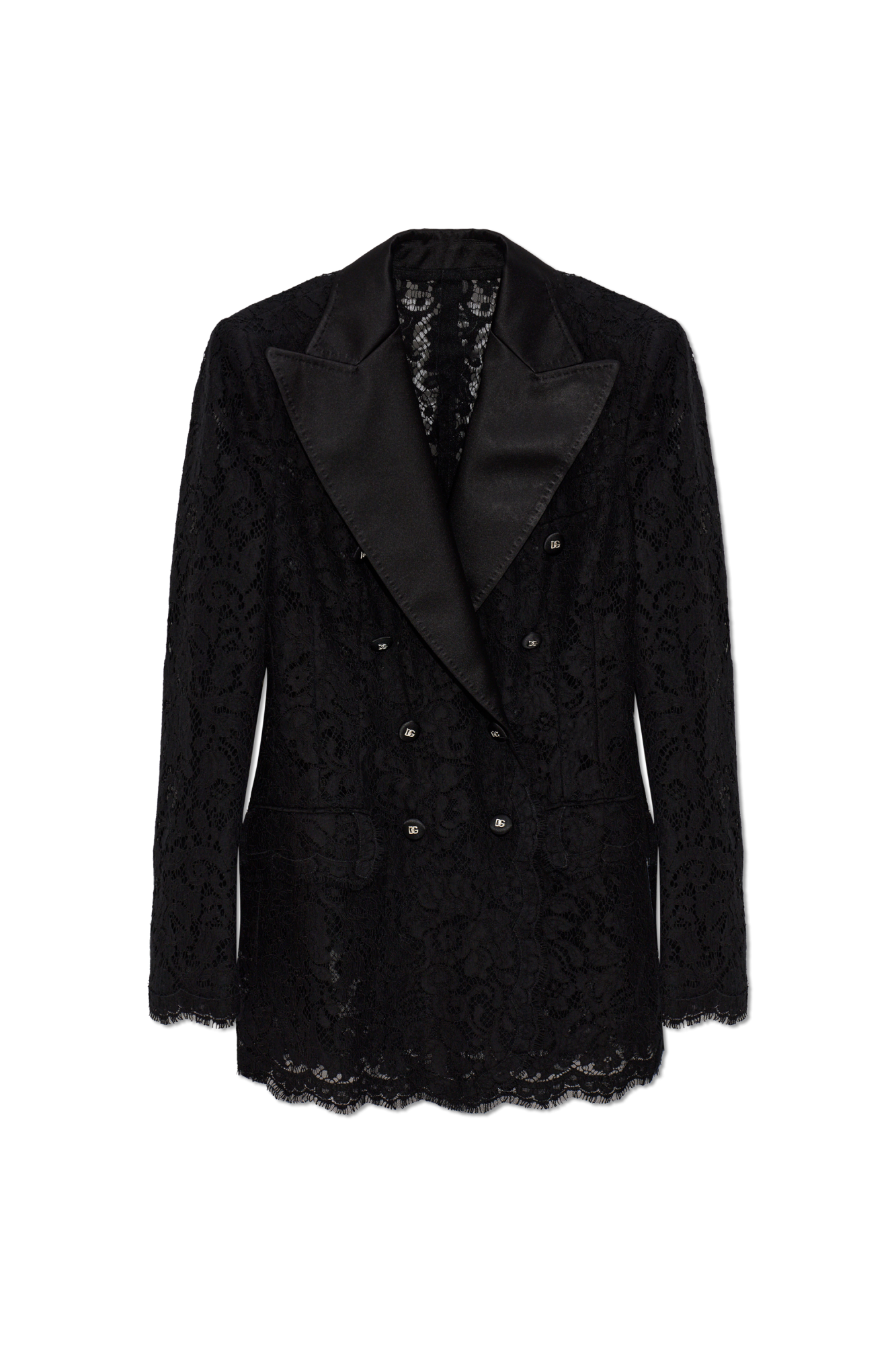 Dolce & Gabbana Koronkowa Marynarka, Kobiety, Czarny