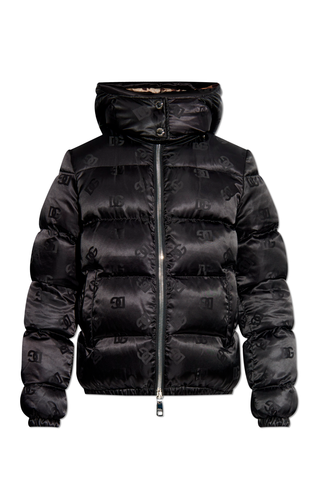 Dolce & Gabbana Kurtka Puchowa Z Logo, Kobiety, Czarny