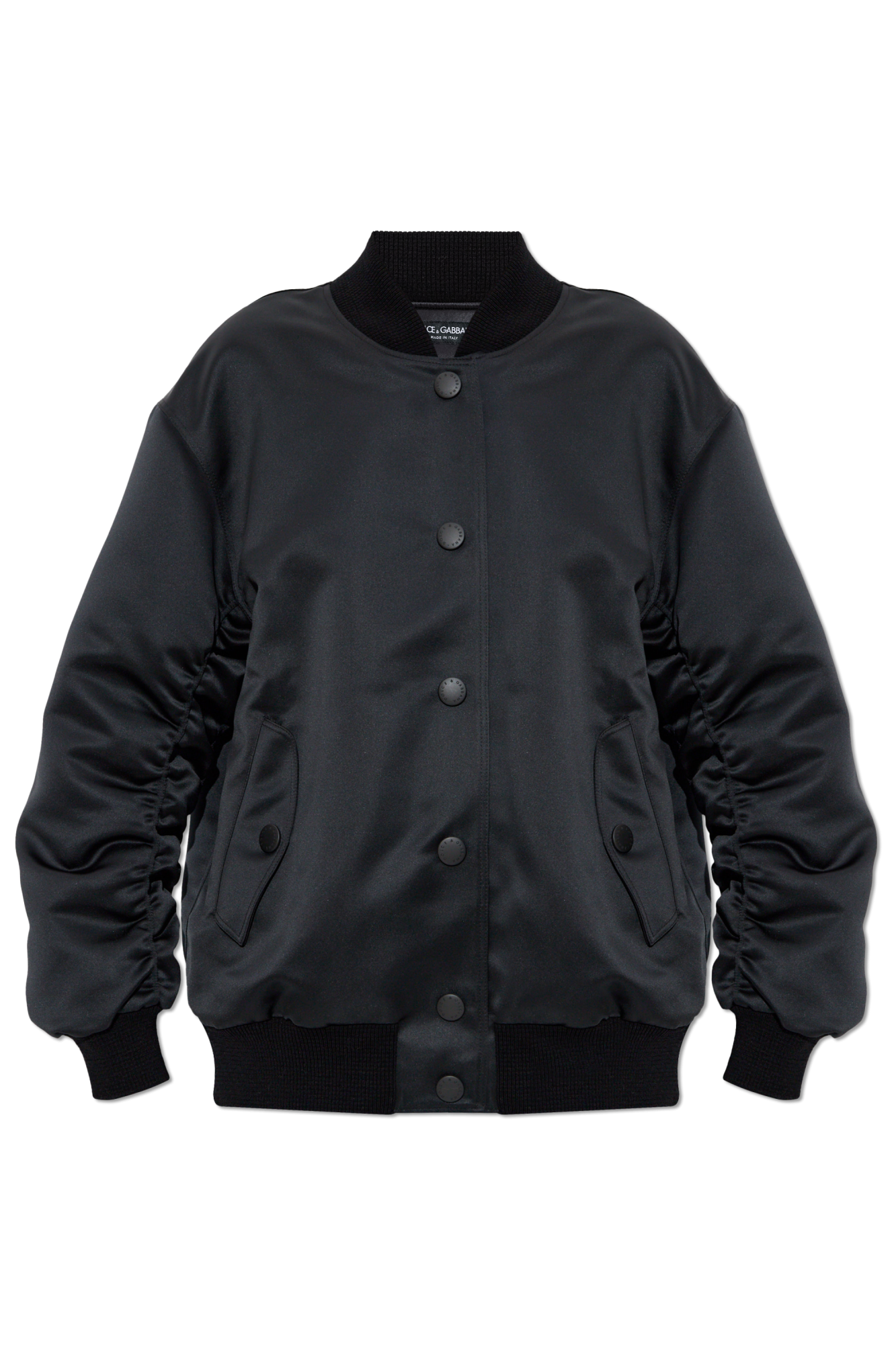 Dolce & Gabbana Satynowa Kurtka Typu `bomber`, Kobiety, Czarny
