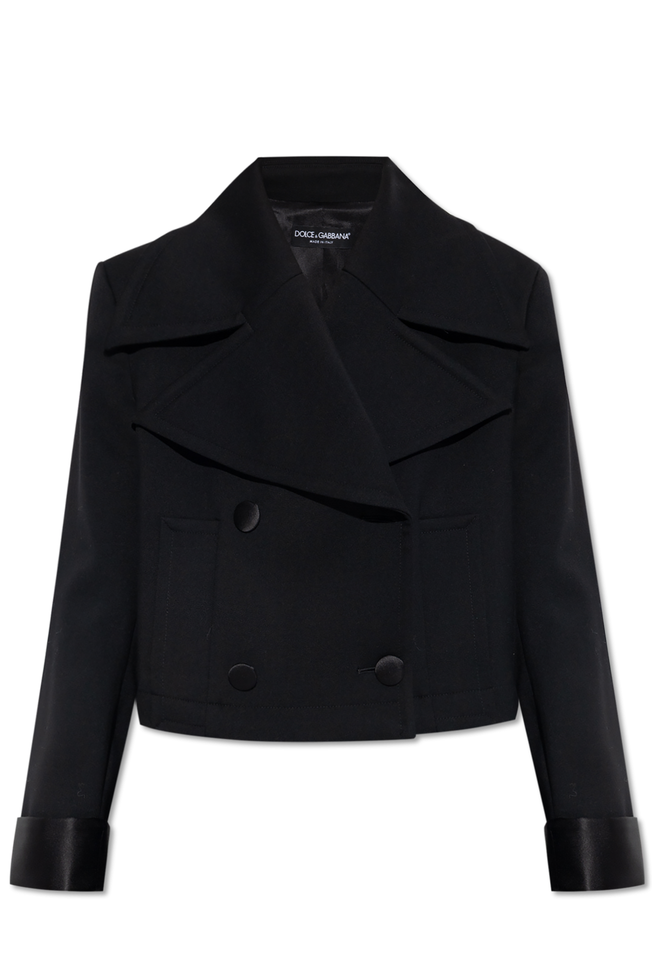 Dolce & Gabbana Krótki Wełniany Płaszcz, Kobiety, Czarny